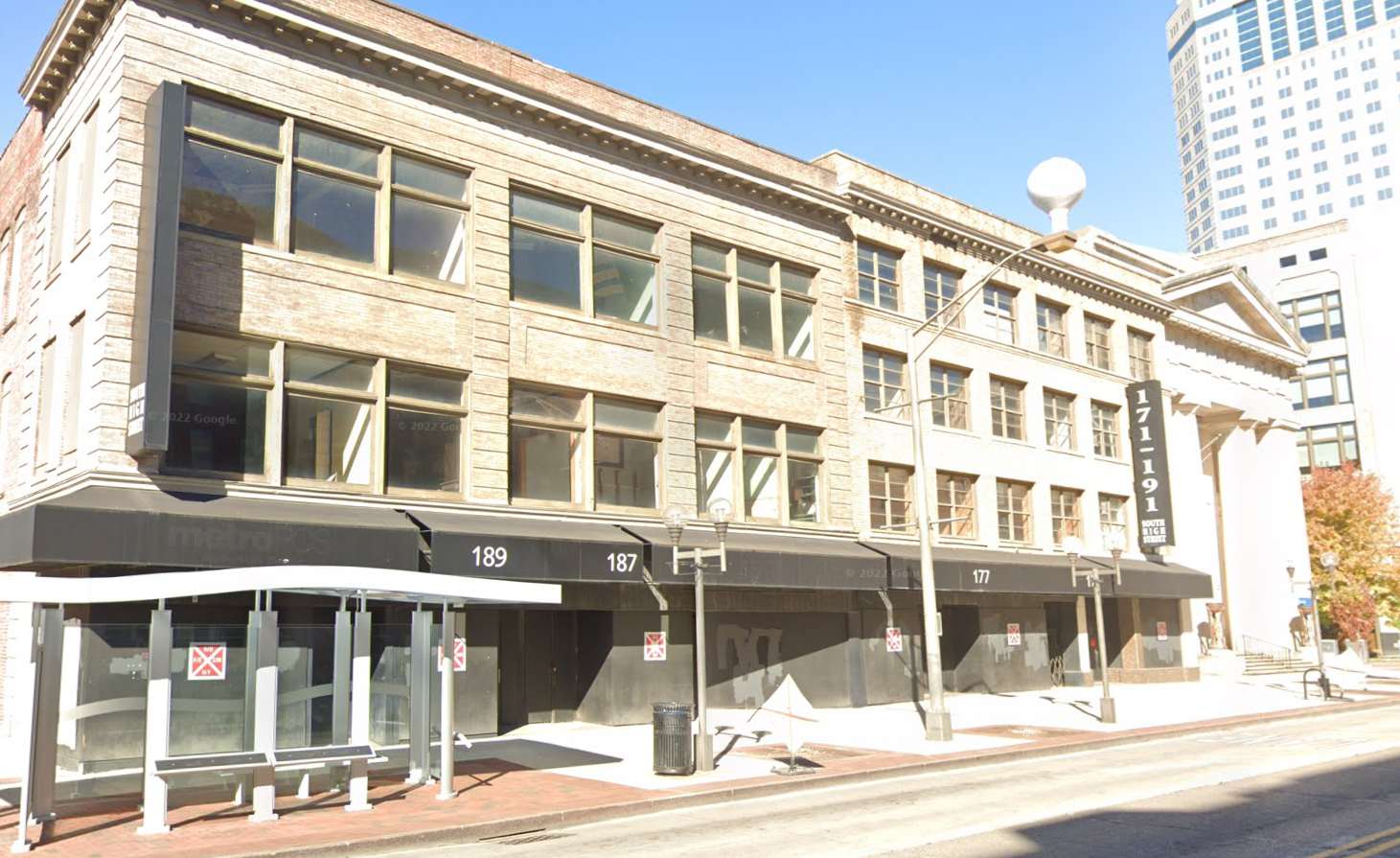 A downtown Columbus block with old buildings. 