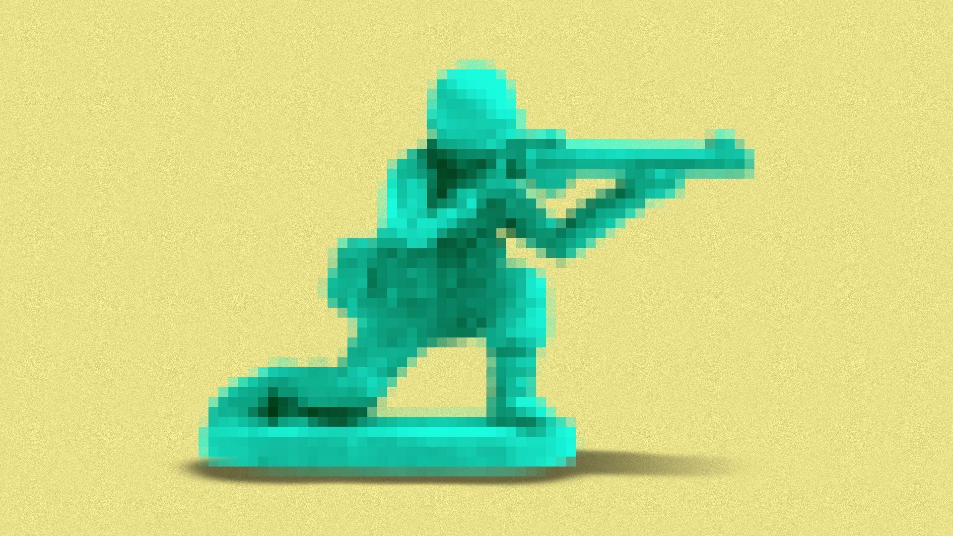 Illustration of a pixelated toy soldier.