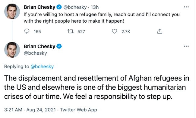 Tweet from Airbnb CEO