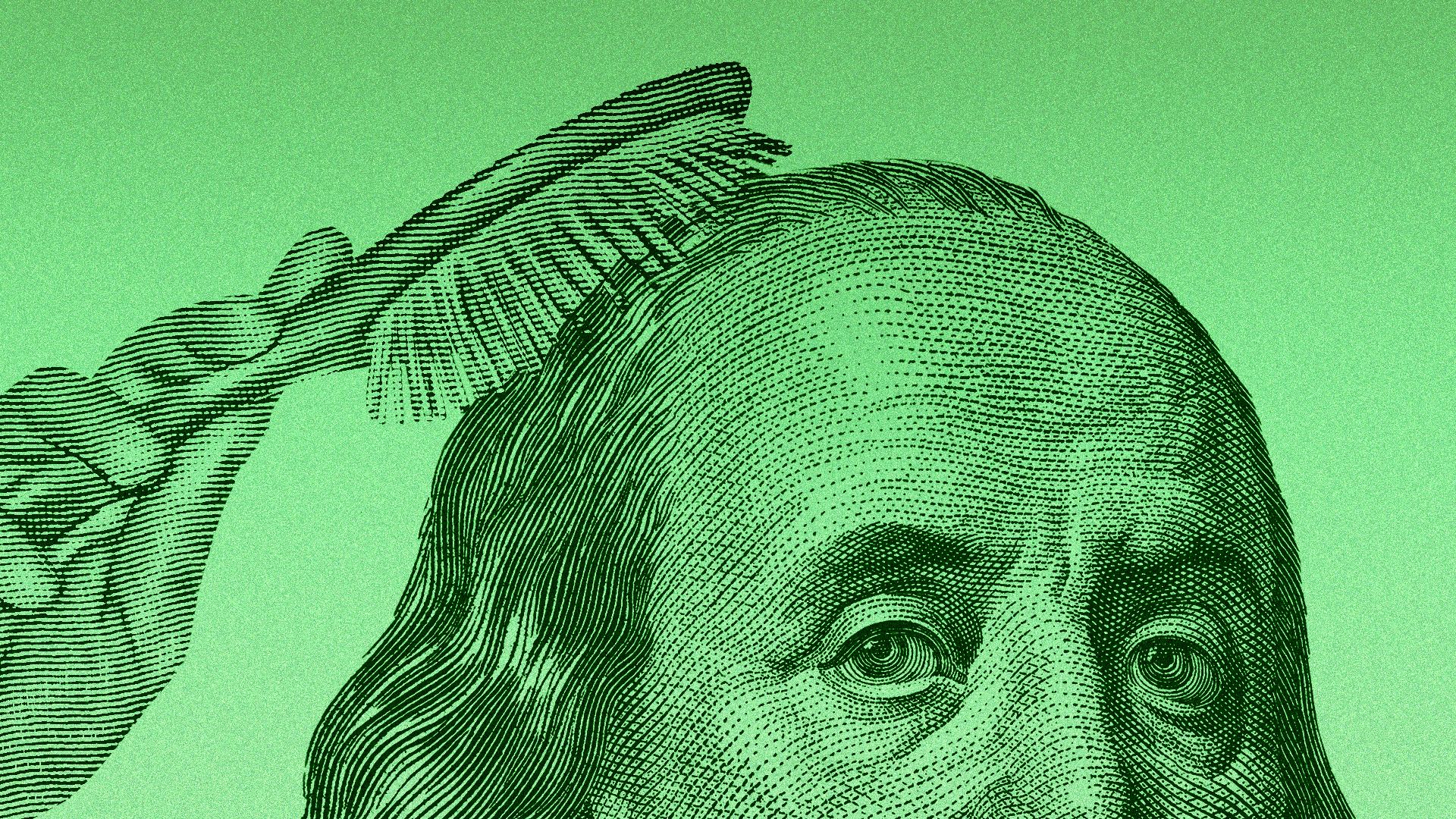 an illustration of ben franklin brushing his hair