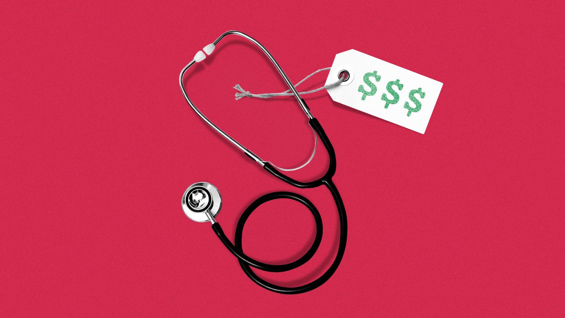 Illustration of a stethoscope with a high price tag