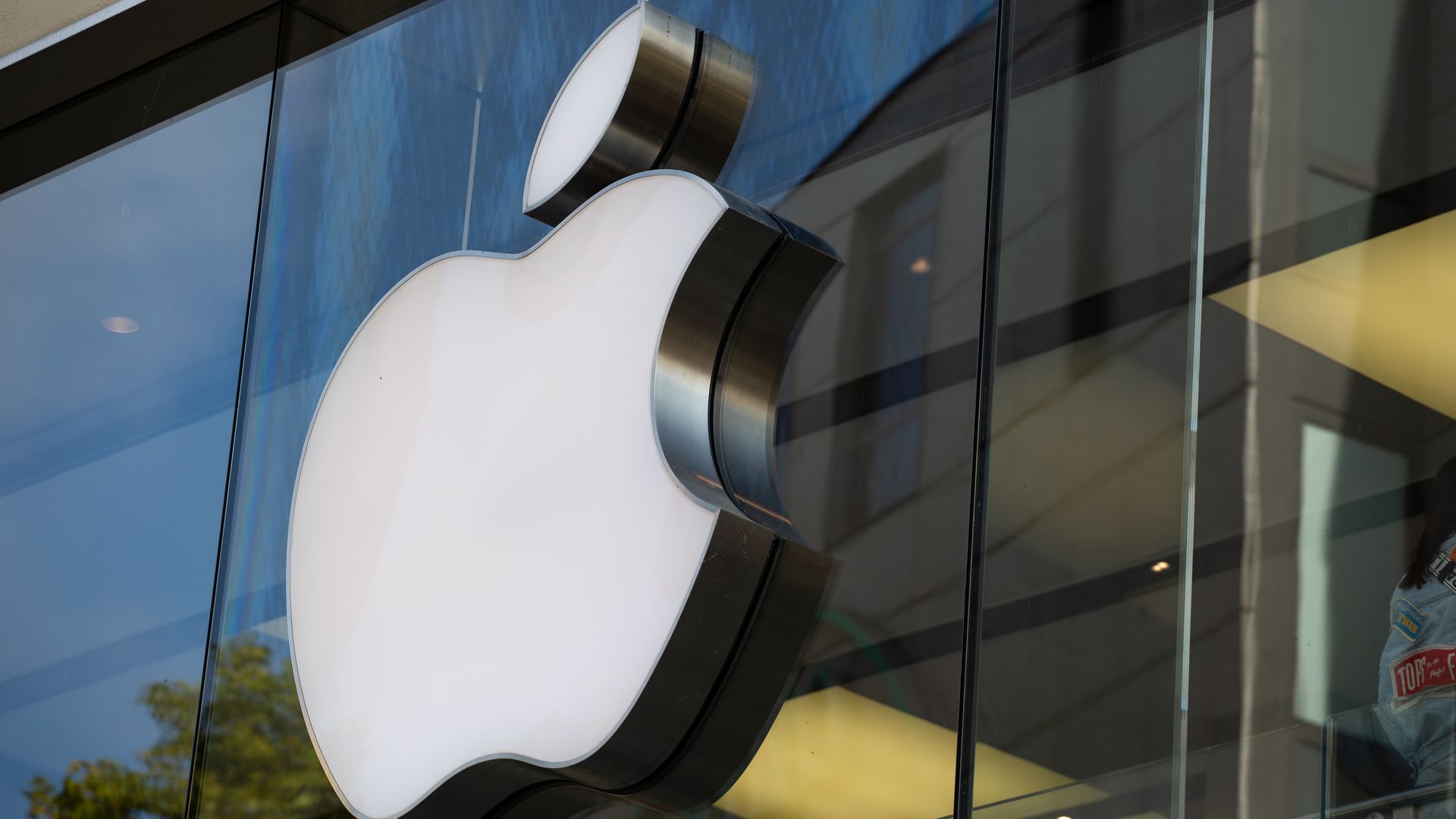 Apple logo storefront. 