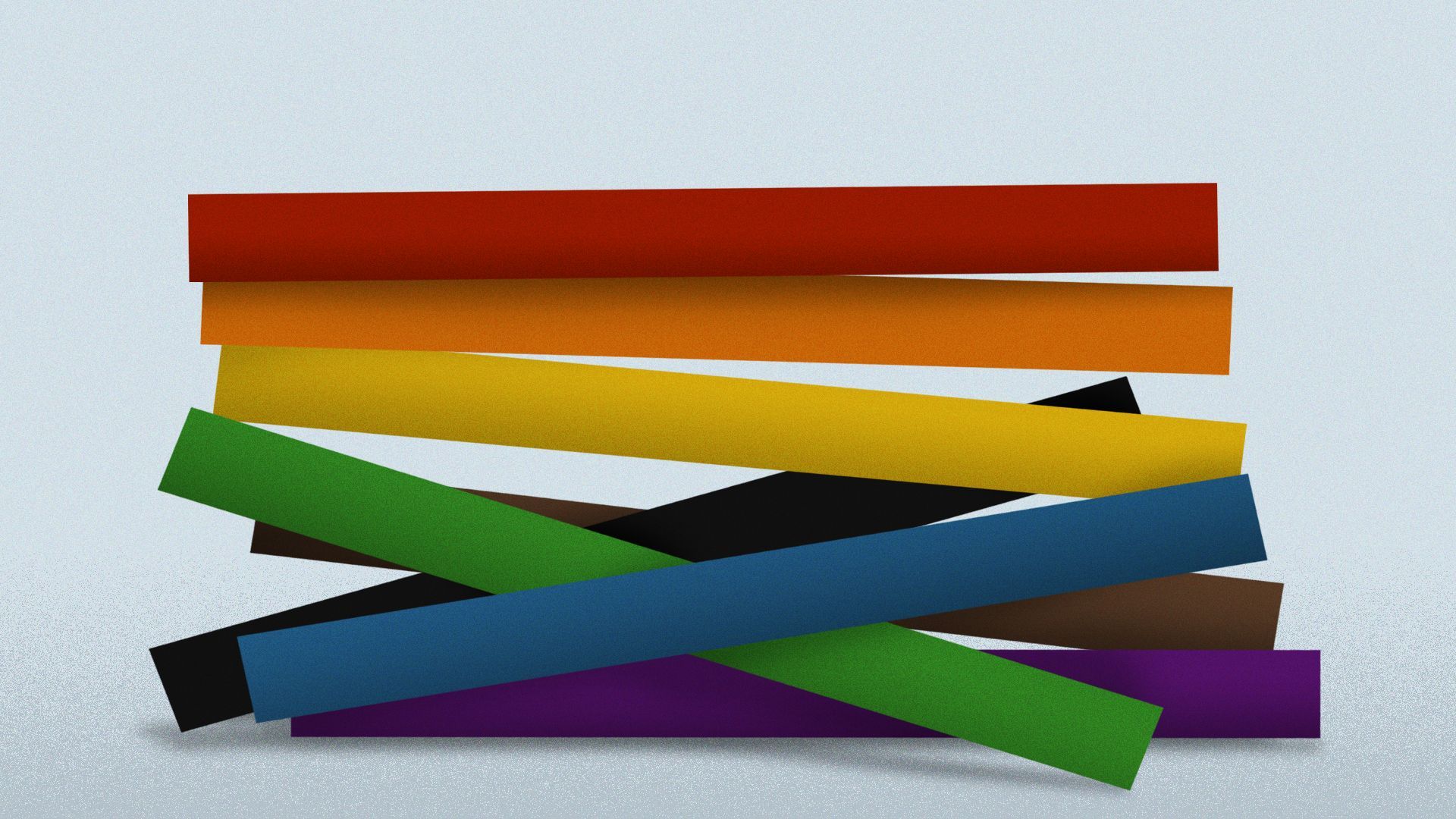 Illustration of the stripes of the Pride flag falling onto the ground.