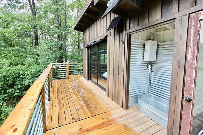 off grid cabin outdoor shower