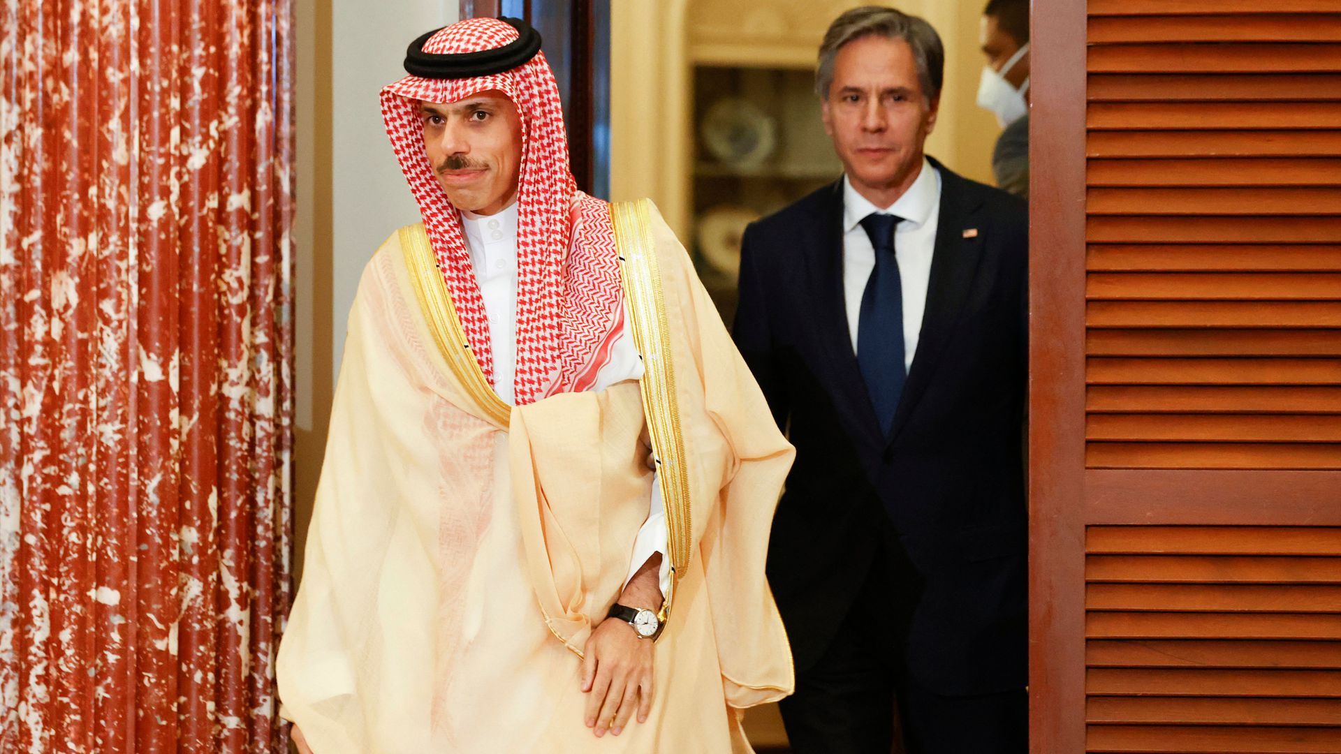 Blinken meets with Saudi Foreign Minister Faisal bin Farhan in Washington, D.C., on Oct. 14, 2021. Photo: Jonathan Ernst/AFP via Getty