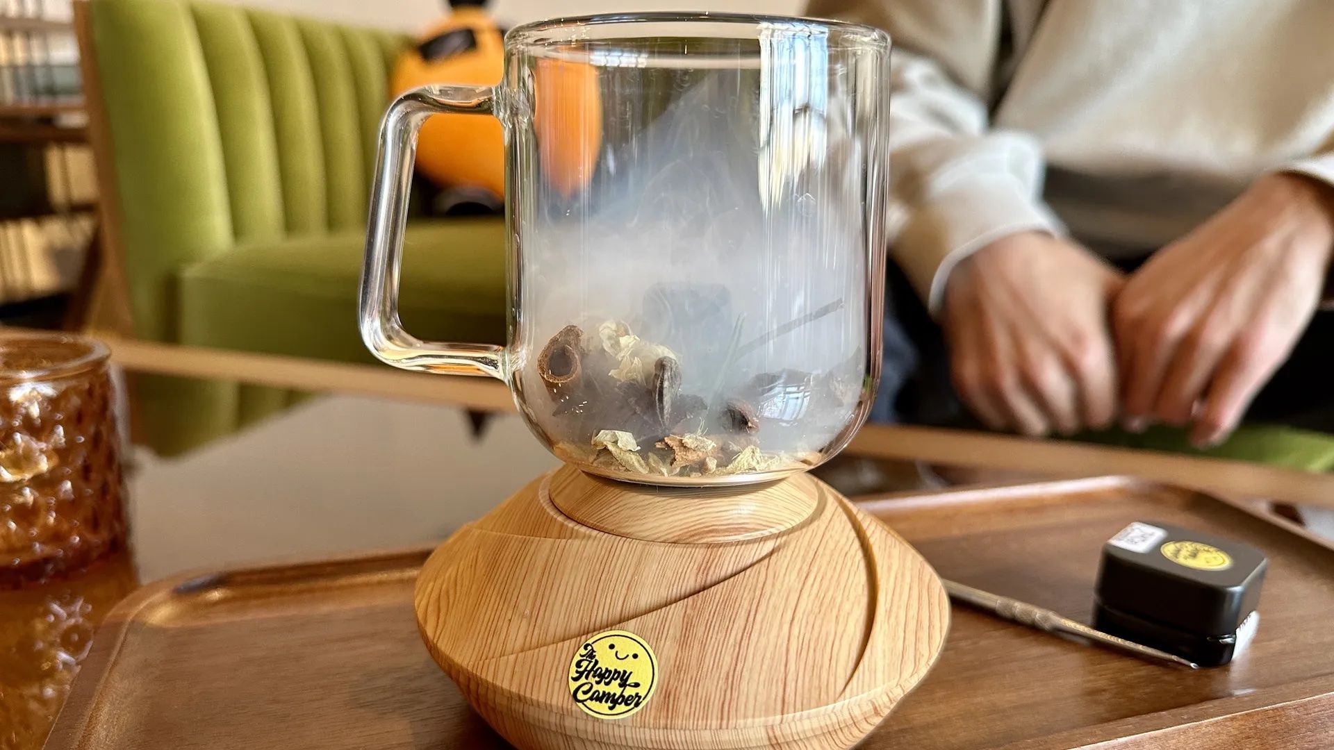 "The THC Experience" is something for an avid consumer. Essentially you'll inhale the smoke. Of note: Happy Camper's owners highly recommend that you share this with someone. Photo: Alexis Clinton/Axios