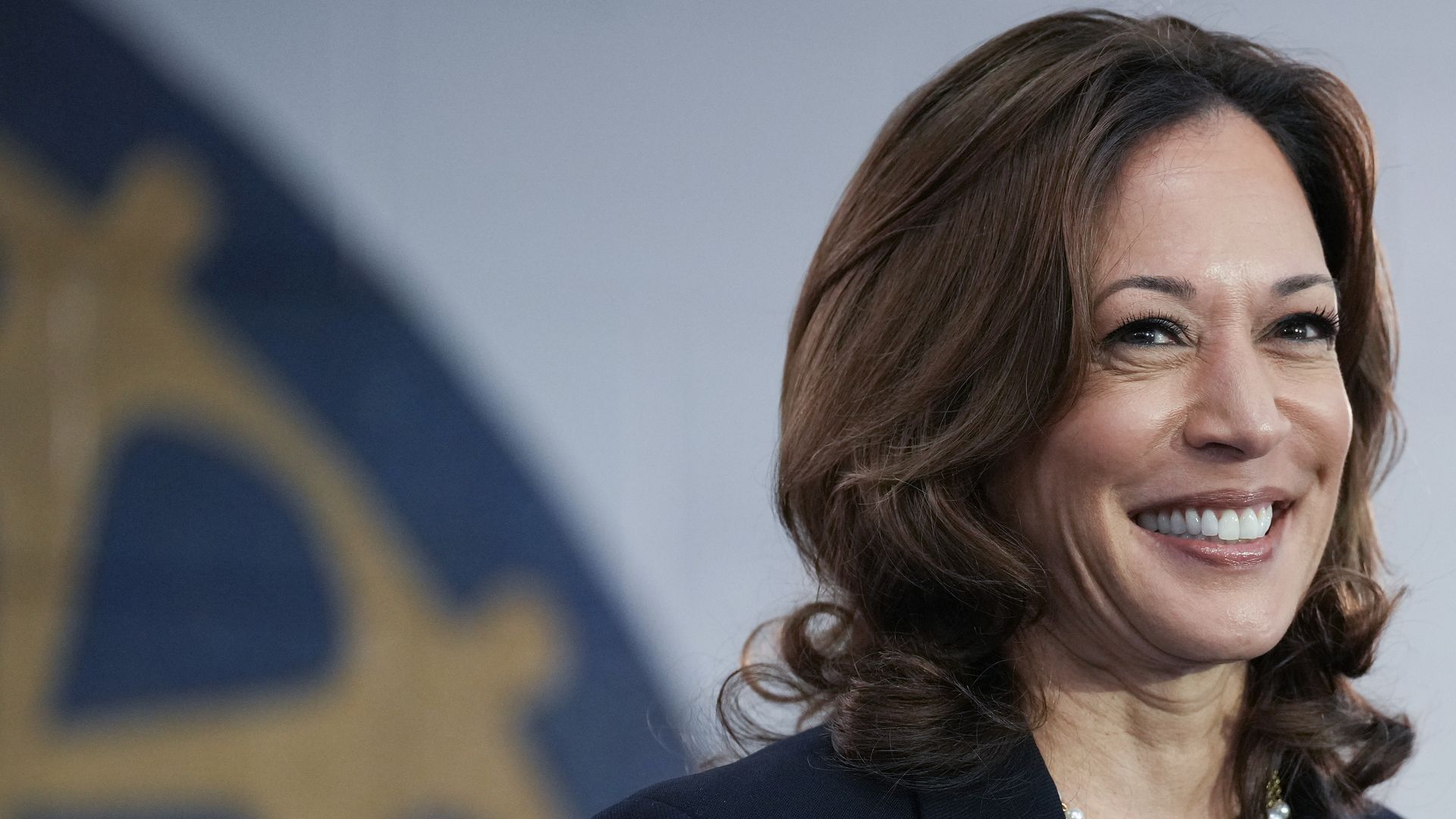 Democratic presidential candidate U.S. Vice President Kamala Harris waits to speak at a campaign rally at United Auto Workers Local 900 on August 8, 2024 in Wayne, Michigan. 