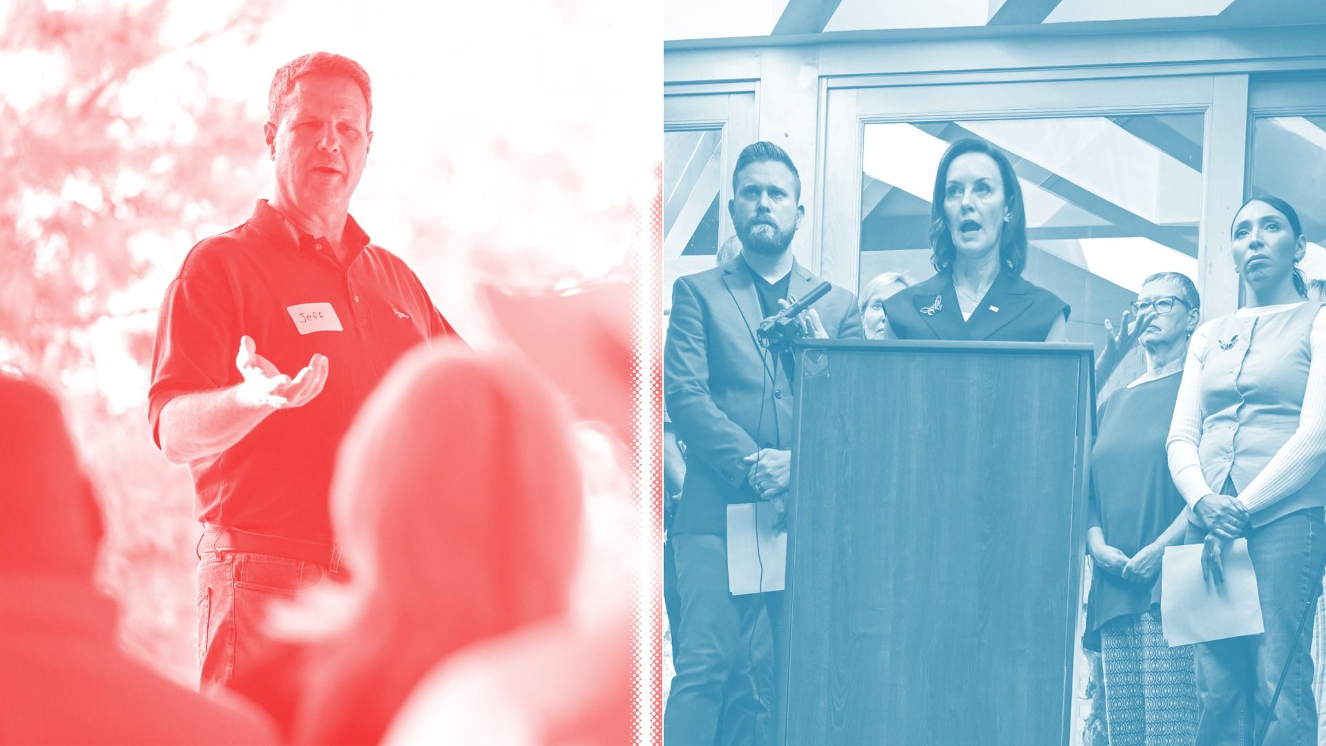 Jeff Crank, left, and Jessica Killin, right. Photos: AAron Ontiveroz/The Denver Post via Getty Images