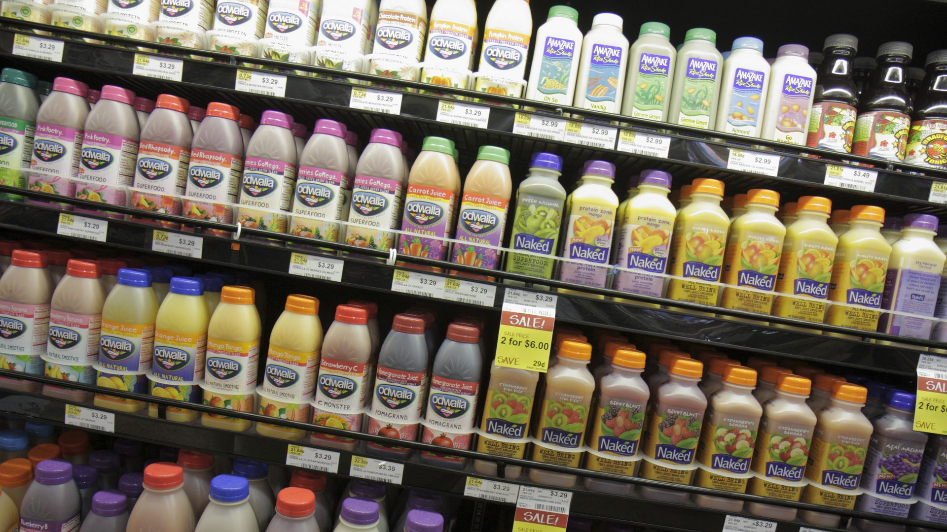 Odwalla juices in a store aisle