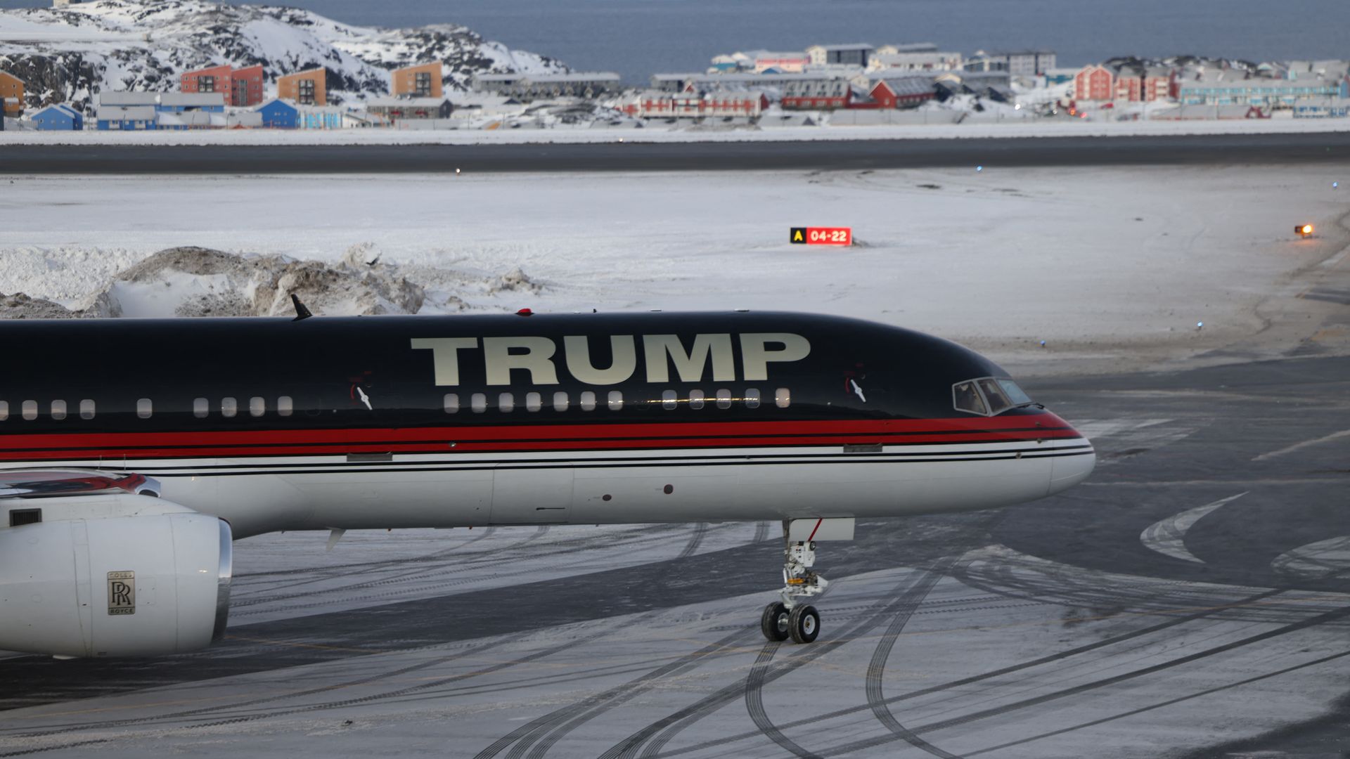 Plane on snowy airstrip