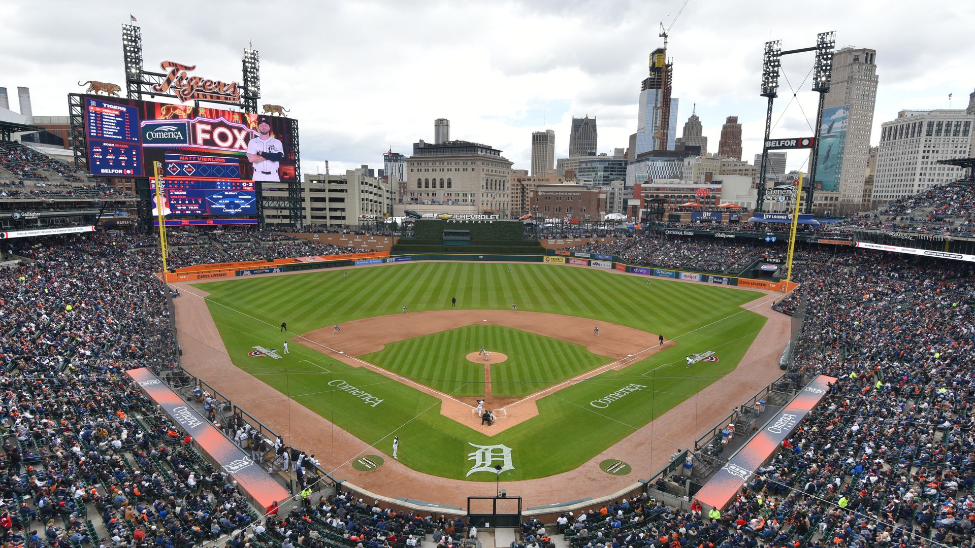 A view of Comerica Park during last season's home opener. The Tigers beat the Oakland Athletics 5-4.