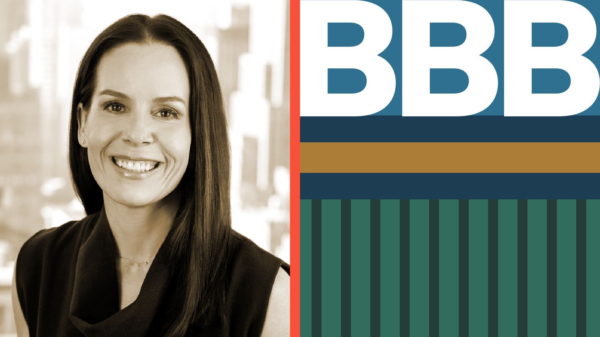 Photo illustration of Leigh Farris with abstract shapes and BlackRock's logo.