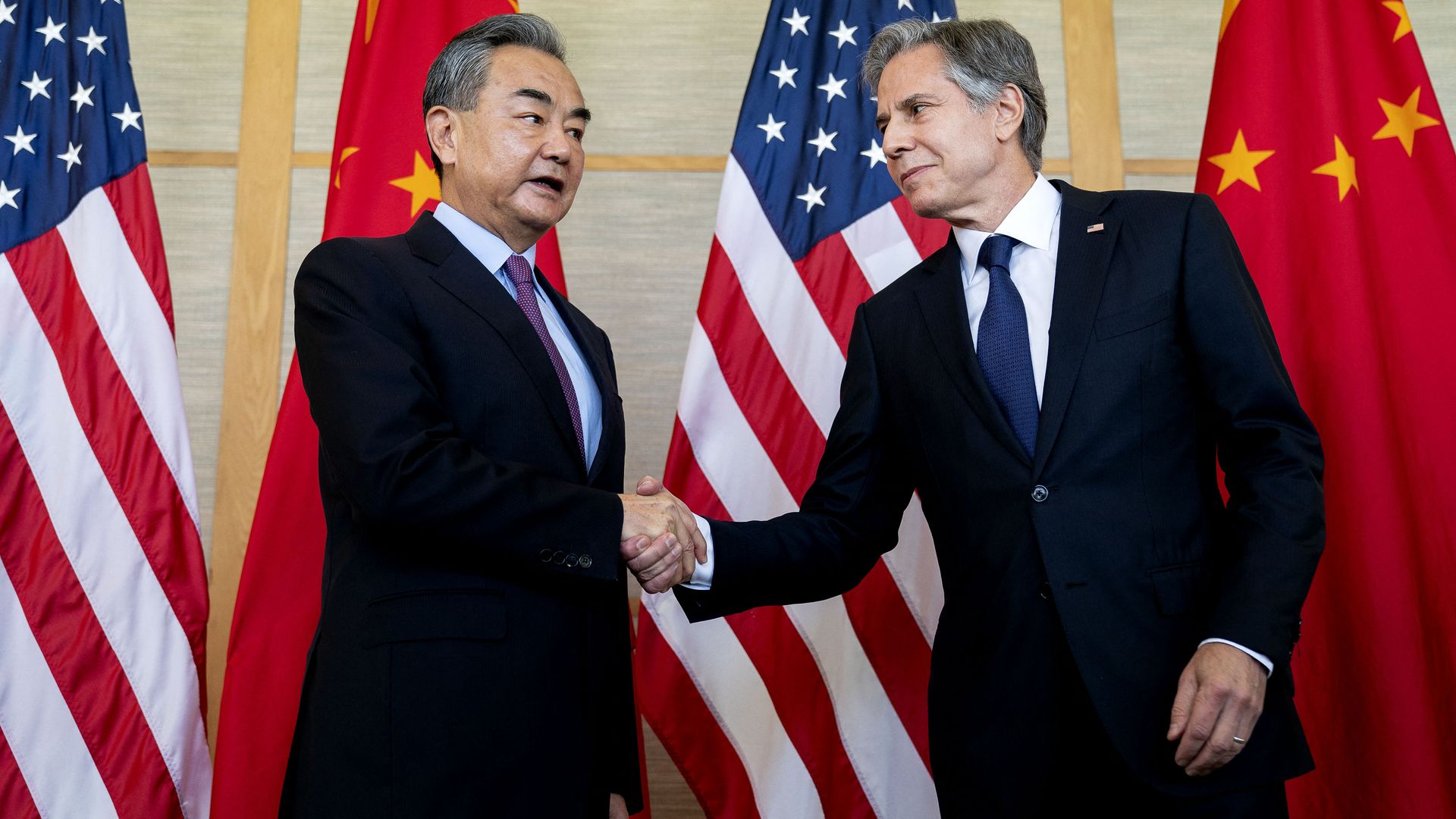 U.S. Secretary Tony Blinken and Chinese diplomat Wang Yi meet in Bali on July 9, 2022. Photo: Stefani Reynolds