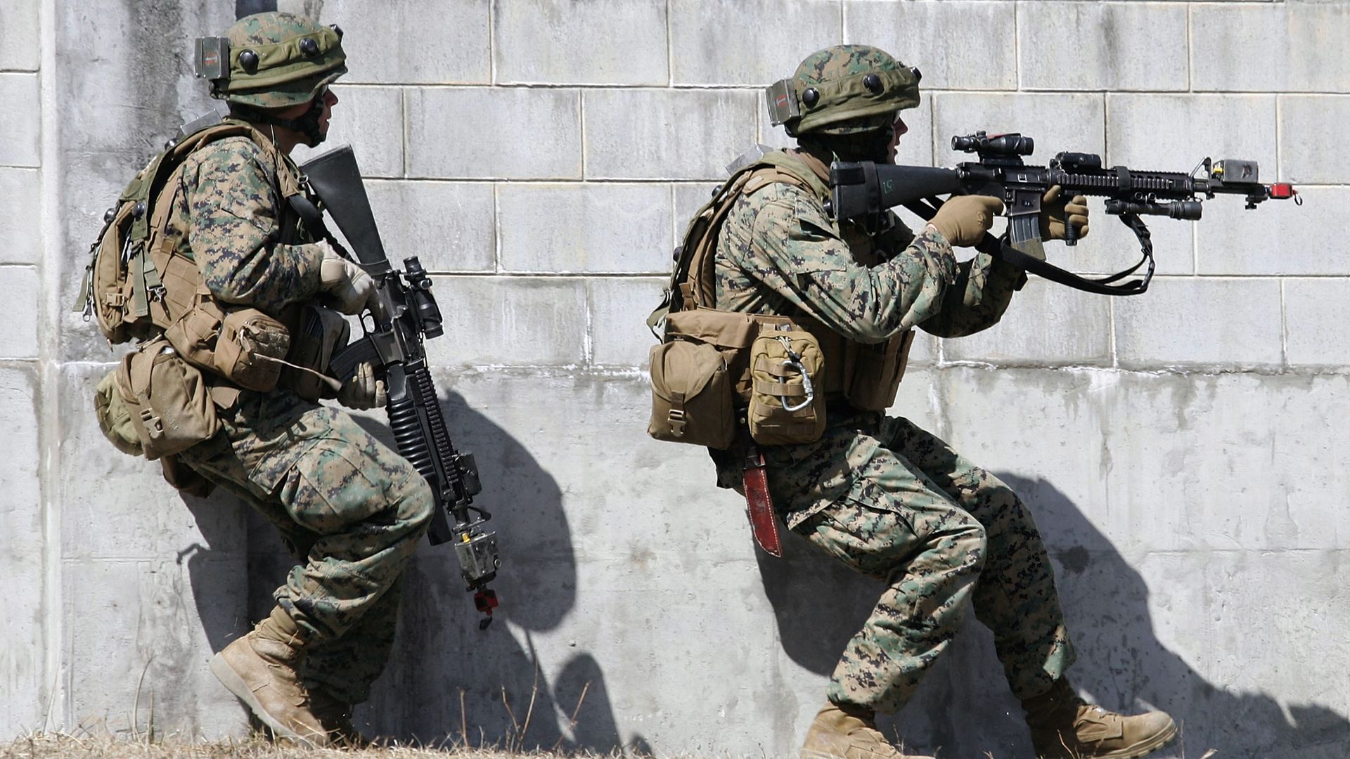 U.S Marine Corps officers participate in military exercise.