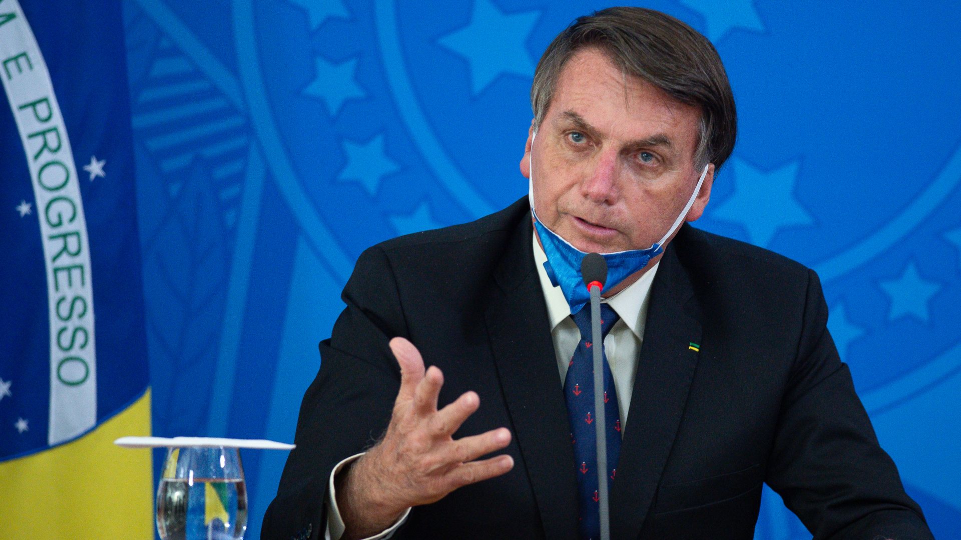 Brazil’s President Jair Bolsonaro during a press conference at the Planalto Palace in March 20 in Brasilia, Brazil. 