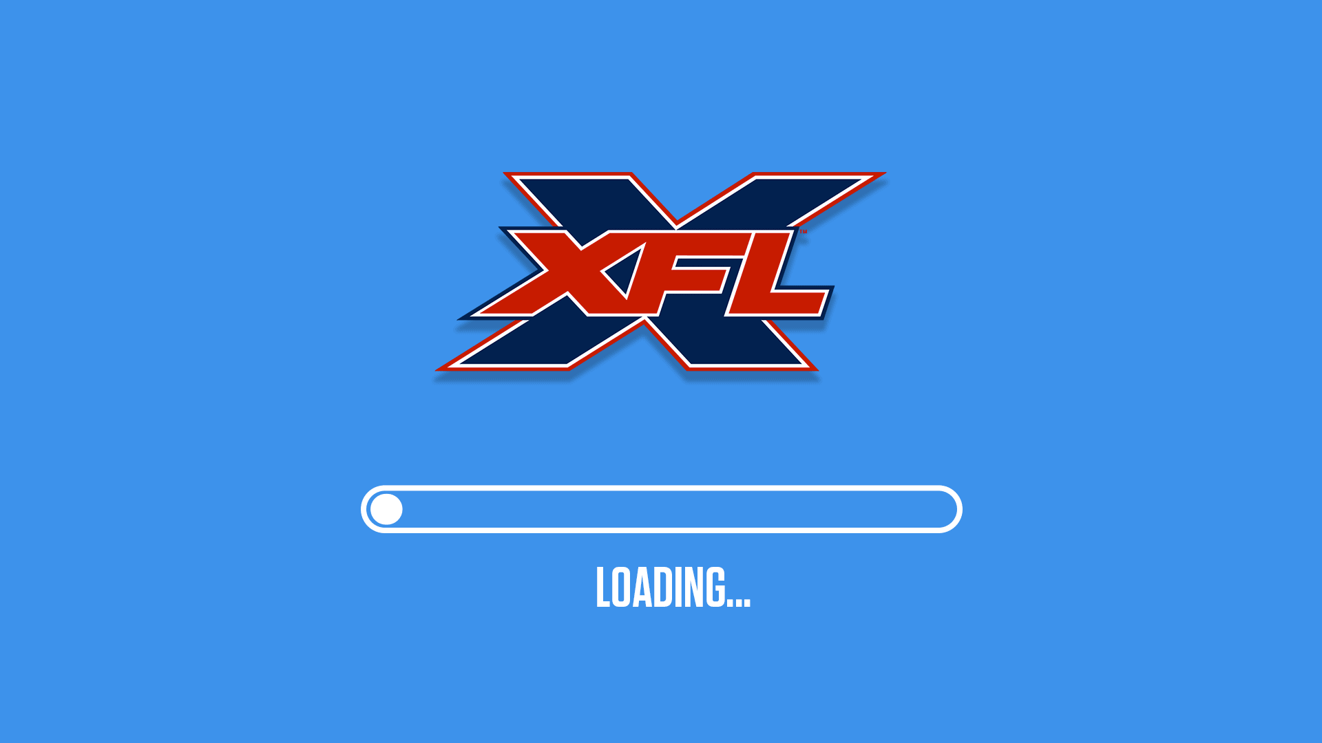 Animated illustration of a loading screen with the XFL logo