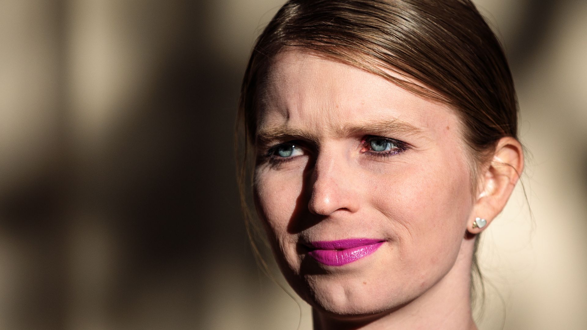 Close up of chelsea manning's face