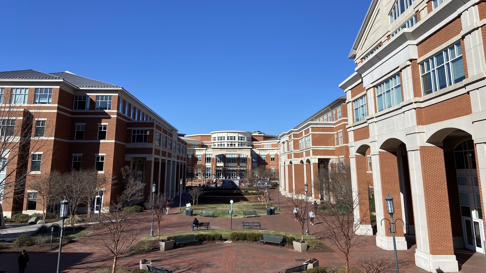 UNC-Charlotte, pictured, is one of the seven universities in North Carolina where NCInnovation operates a hub. Photo: Ashley Mahoney/Axios