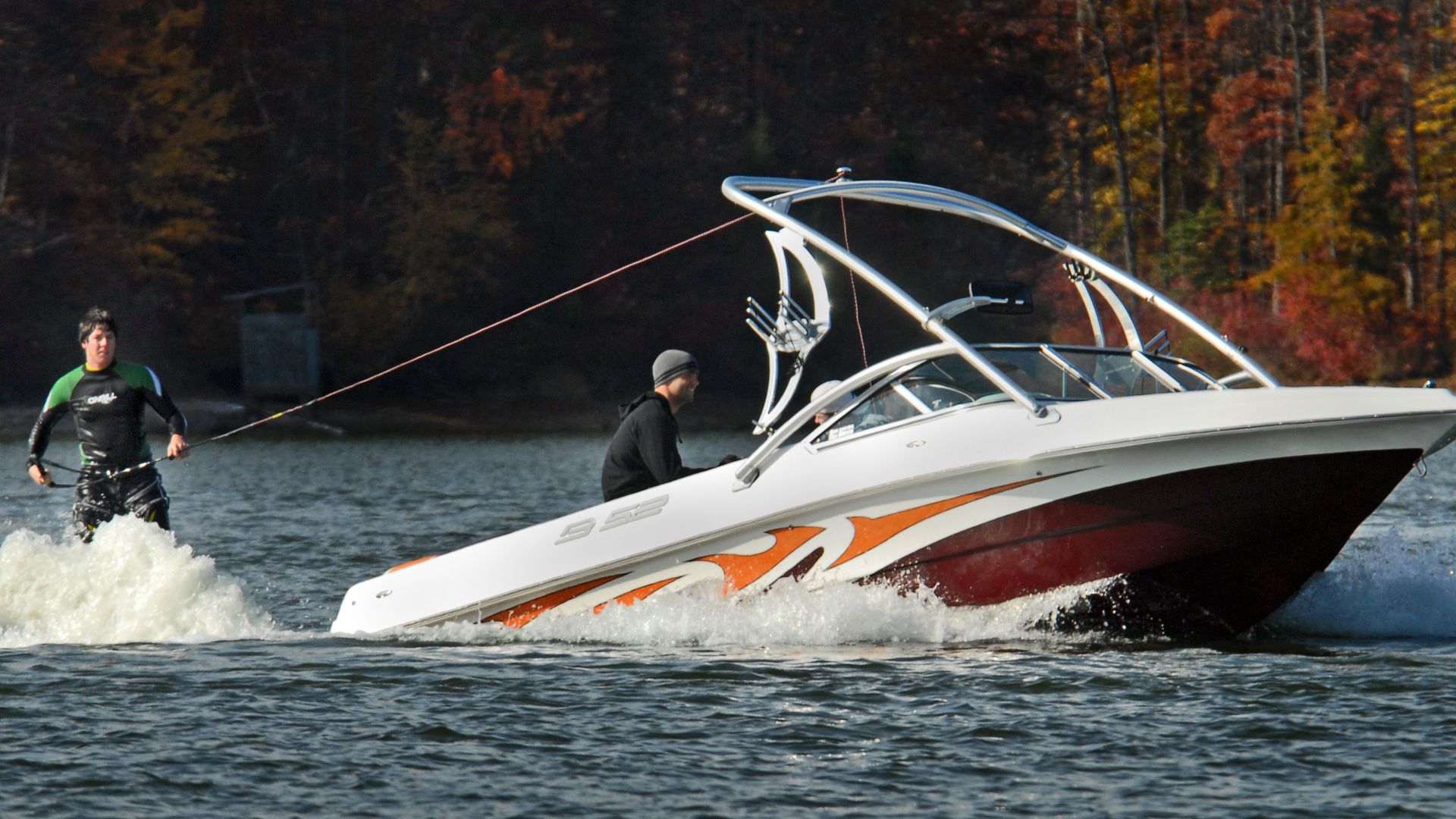 A wake boarder on Lake Anna.