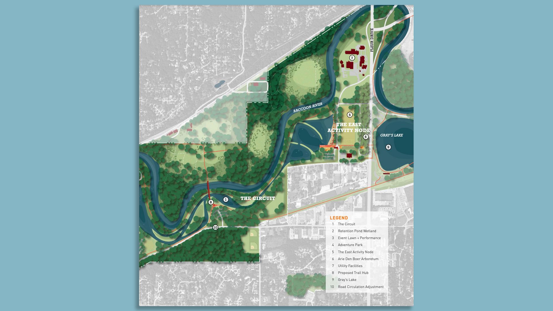 A map of Water Works park