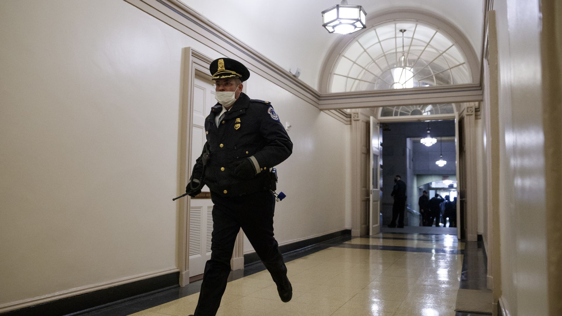 A members of the U.S. Capitol Police responds to demonstrators at the U.S. Capitol U.S. on Jan. 6, 2021.