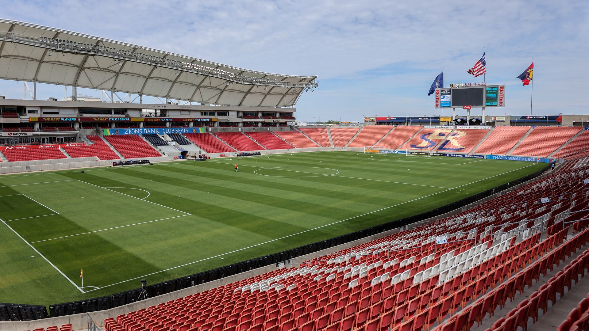 The America First Field stadium during a sunny day.