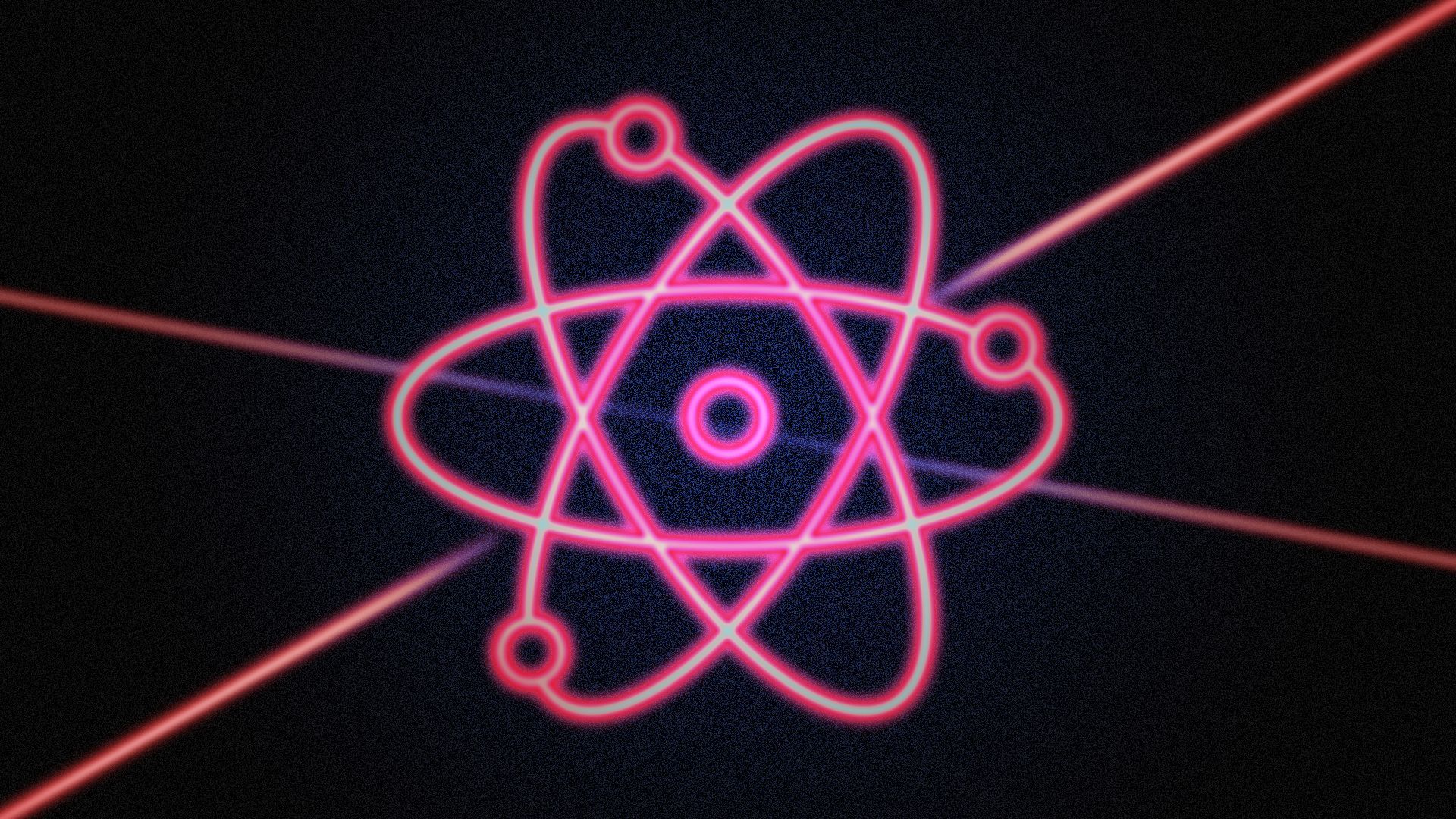 Illustration of an atom shape made my lasers