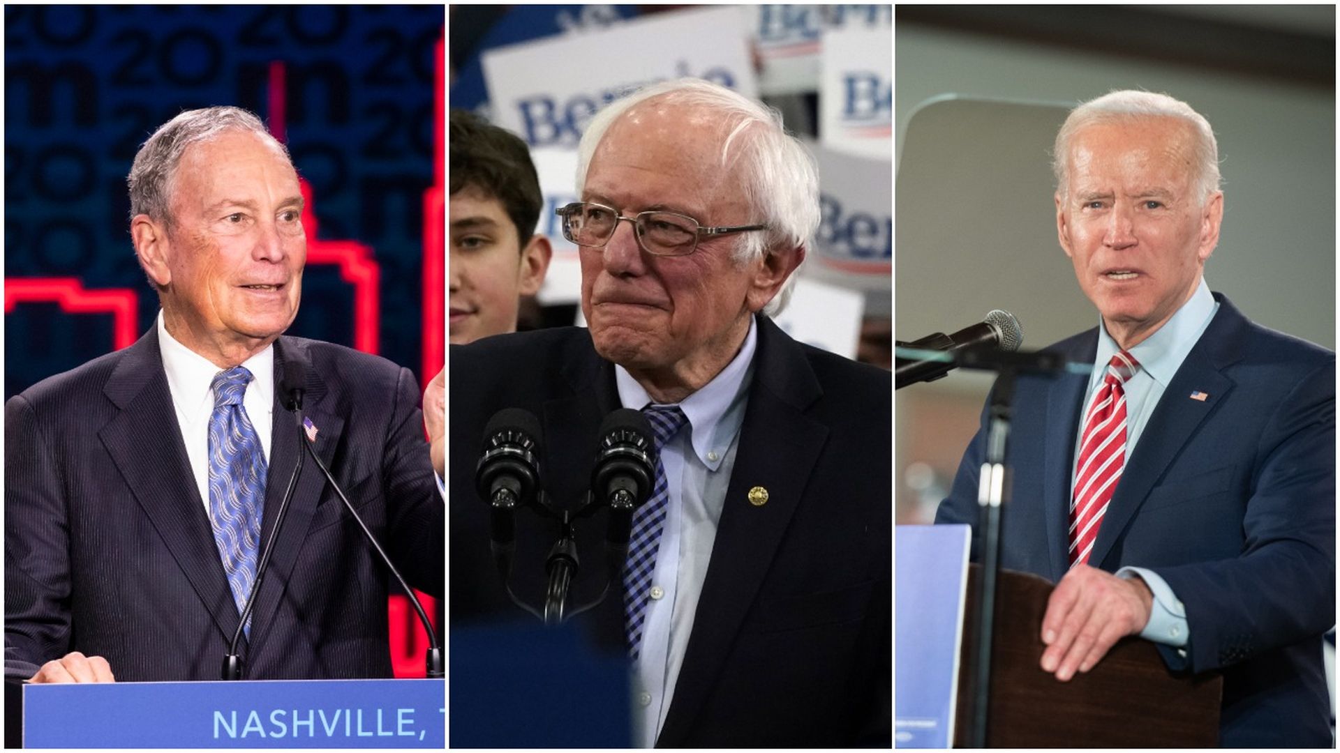 Michael Bloomberg, Bernie Sanders and Joe Biden