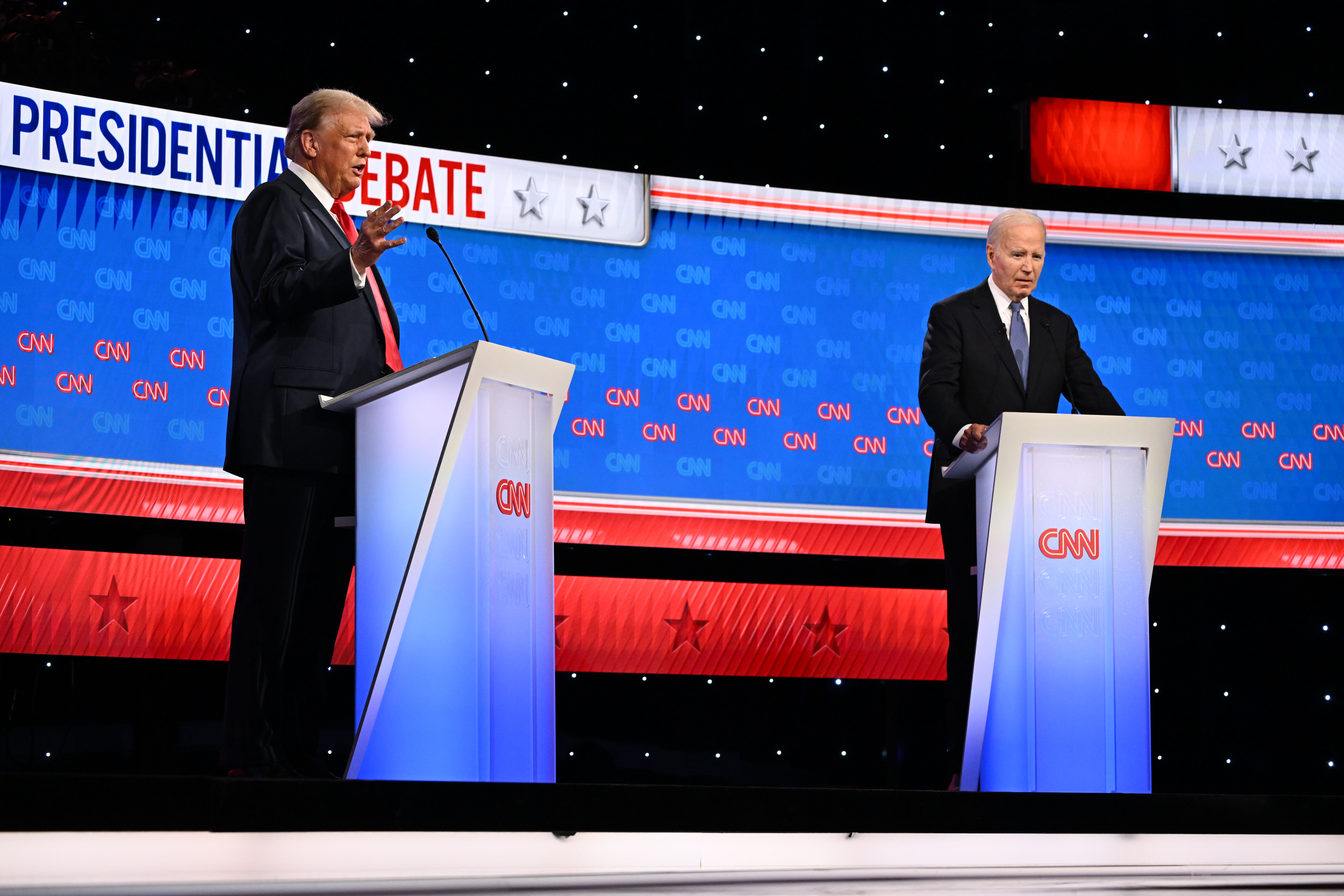 Trump, Biden at debate podiums