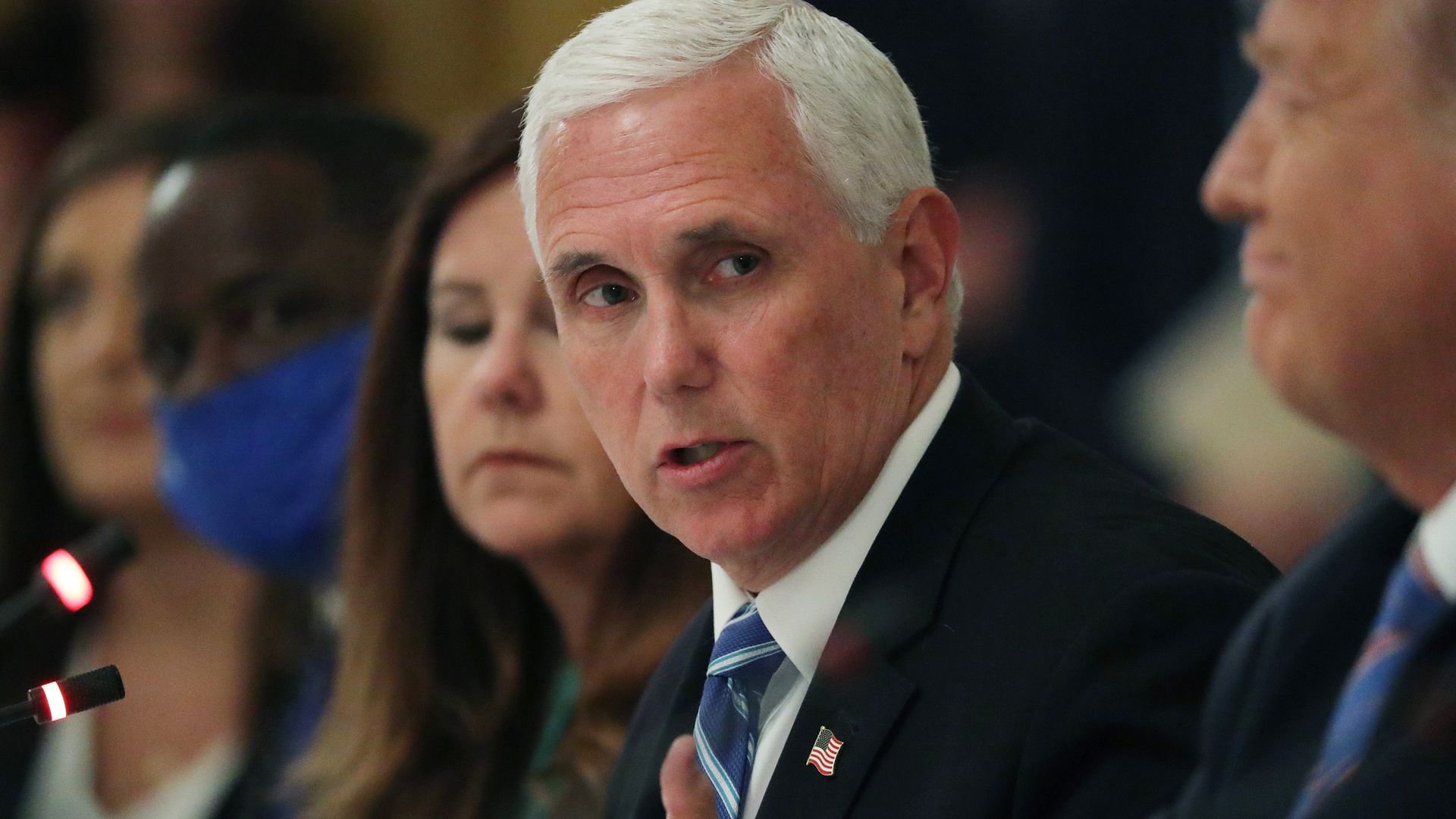Photo of Mike Pence speaking while gesturing with his hands