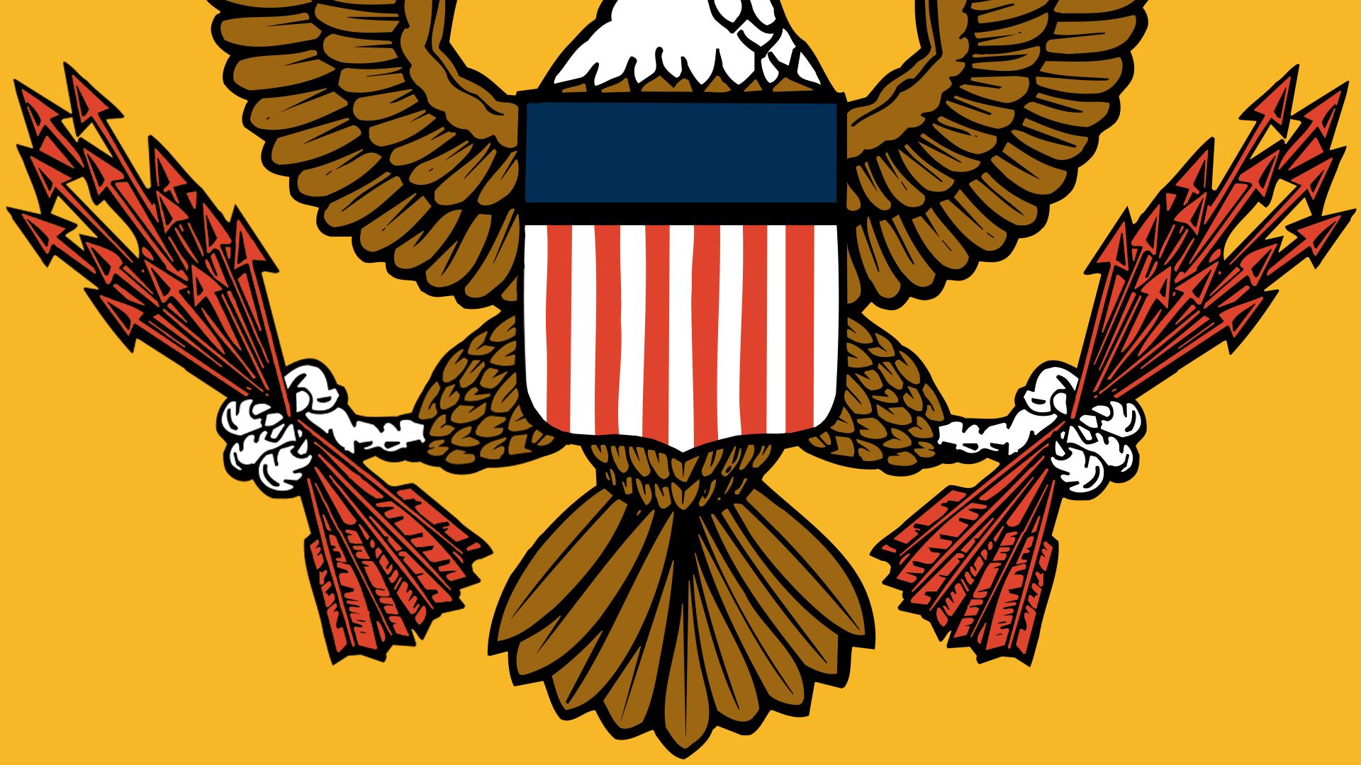 Illustration of the eagle from the SEC logo with arrows in both talons instead of an olive branch.