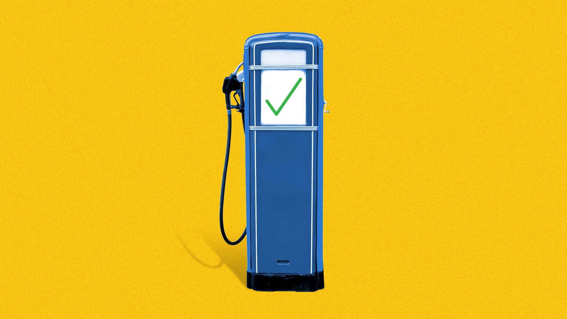 Illustration of a gas pump with a green check mark on it