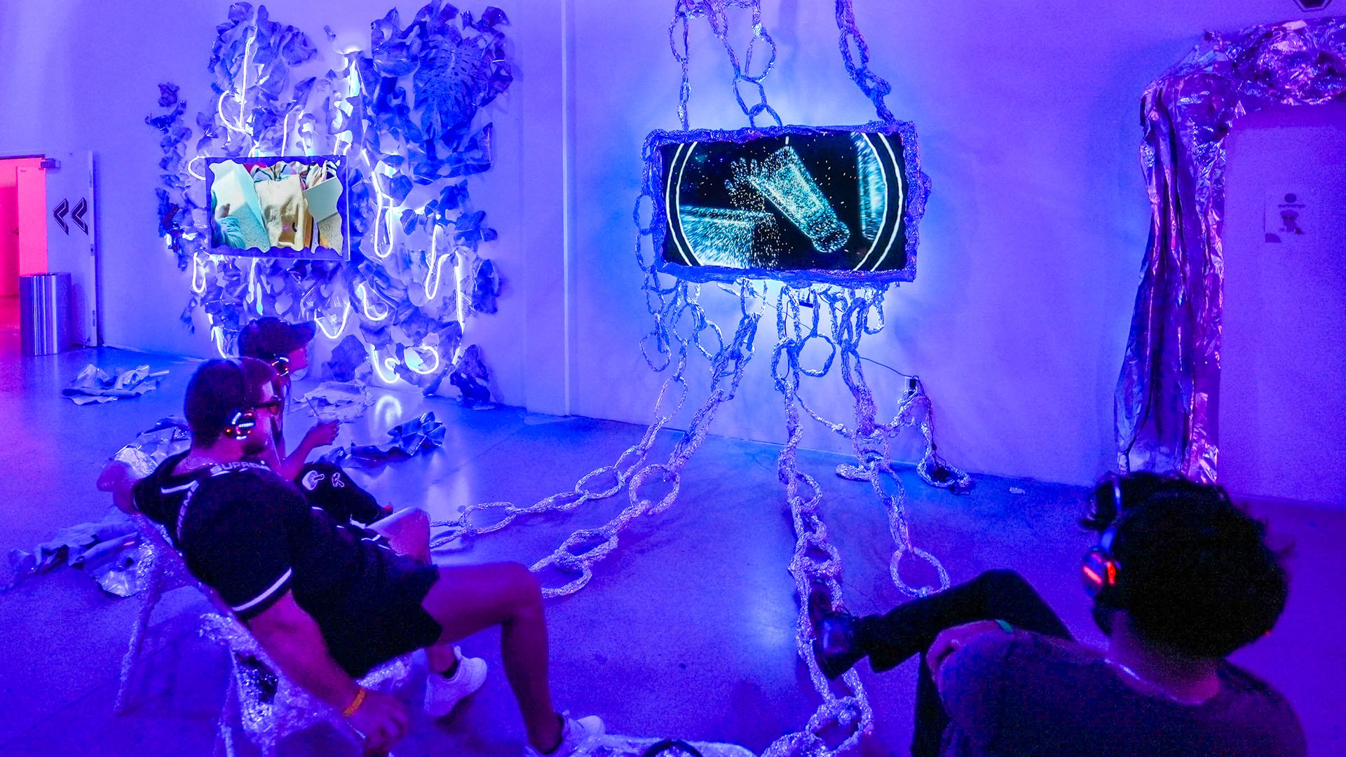 Festival attendees watching a film