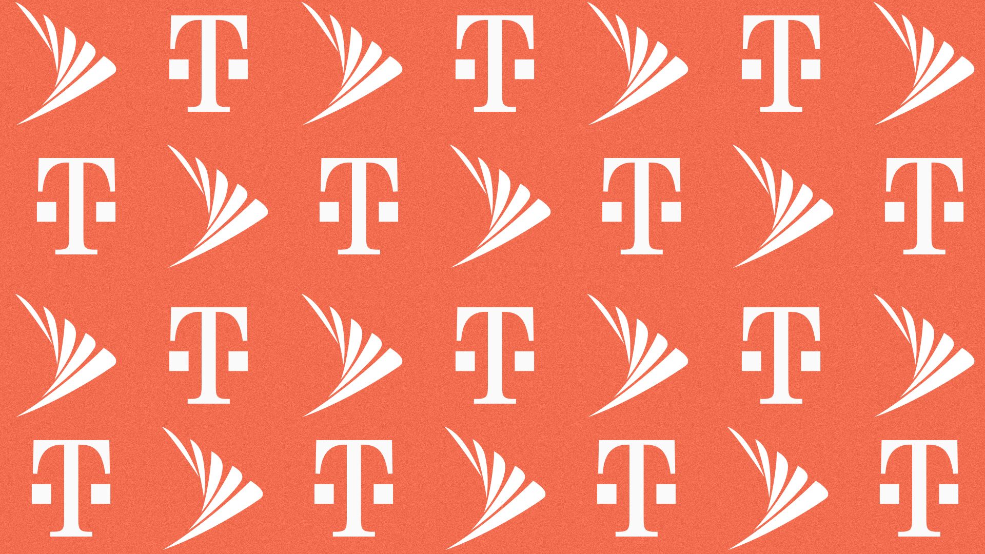 Illustration of an alternating pattern of the TMobile and Sprint icons.