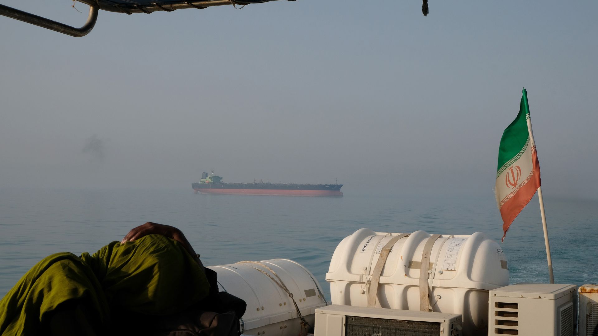 An oil tanker sails through the Strait of Hormuz on May 2, 2017, near Hormuz Island, Iran. 