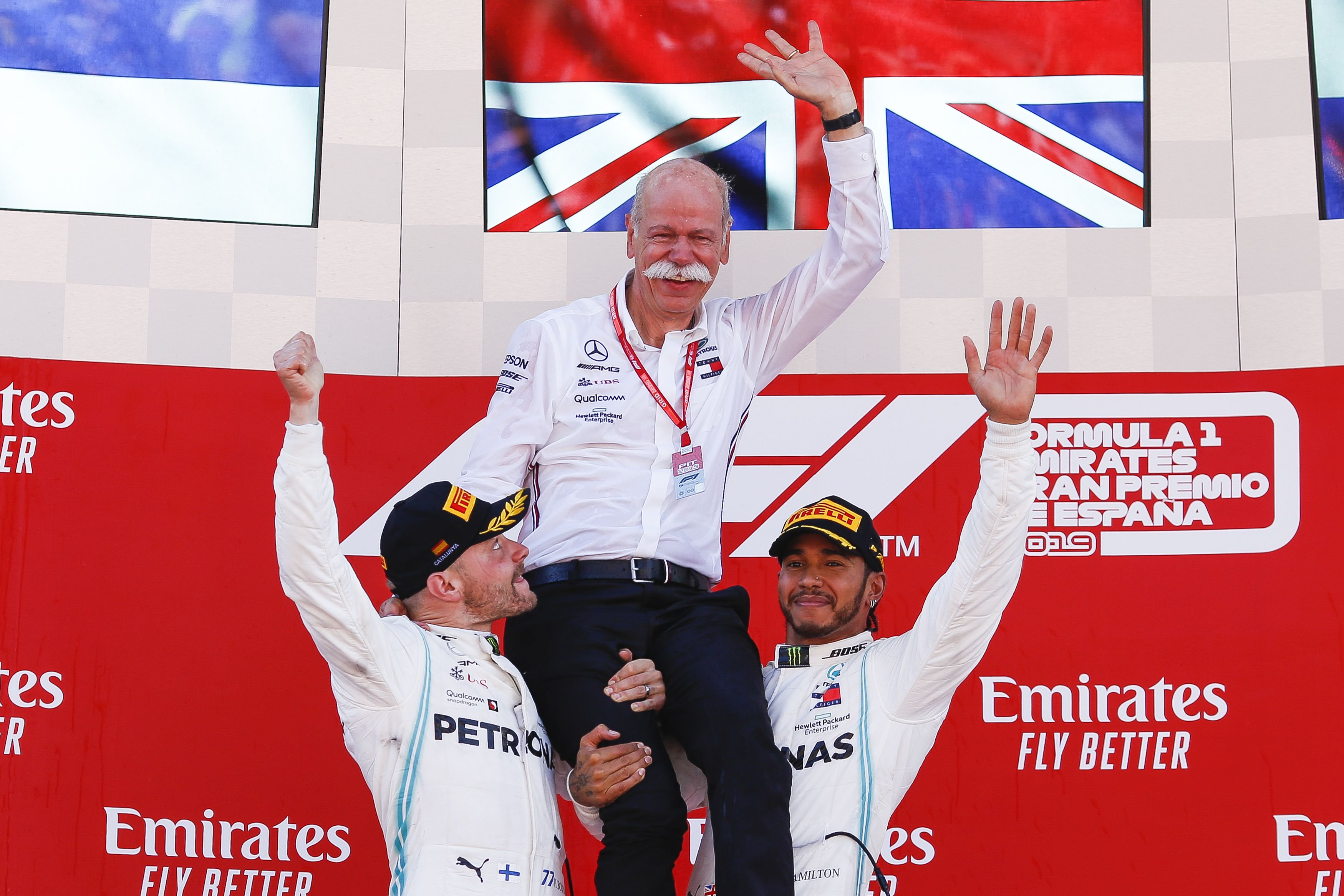 The Mercedes team celebrates yet another win