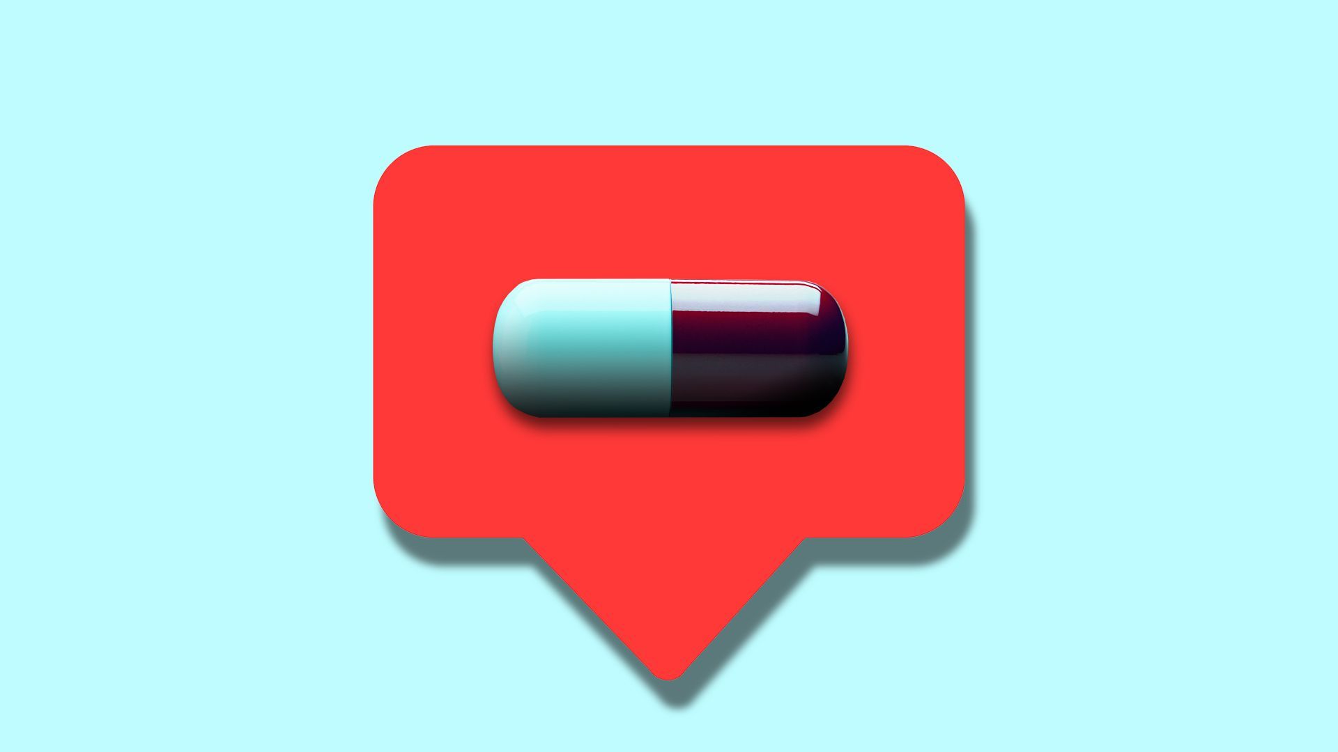 Illustration of a social media notification with a pill inside