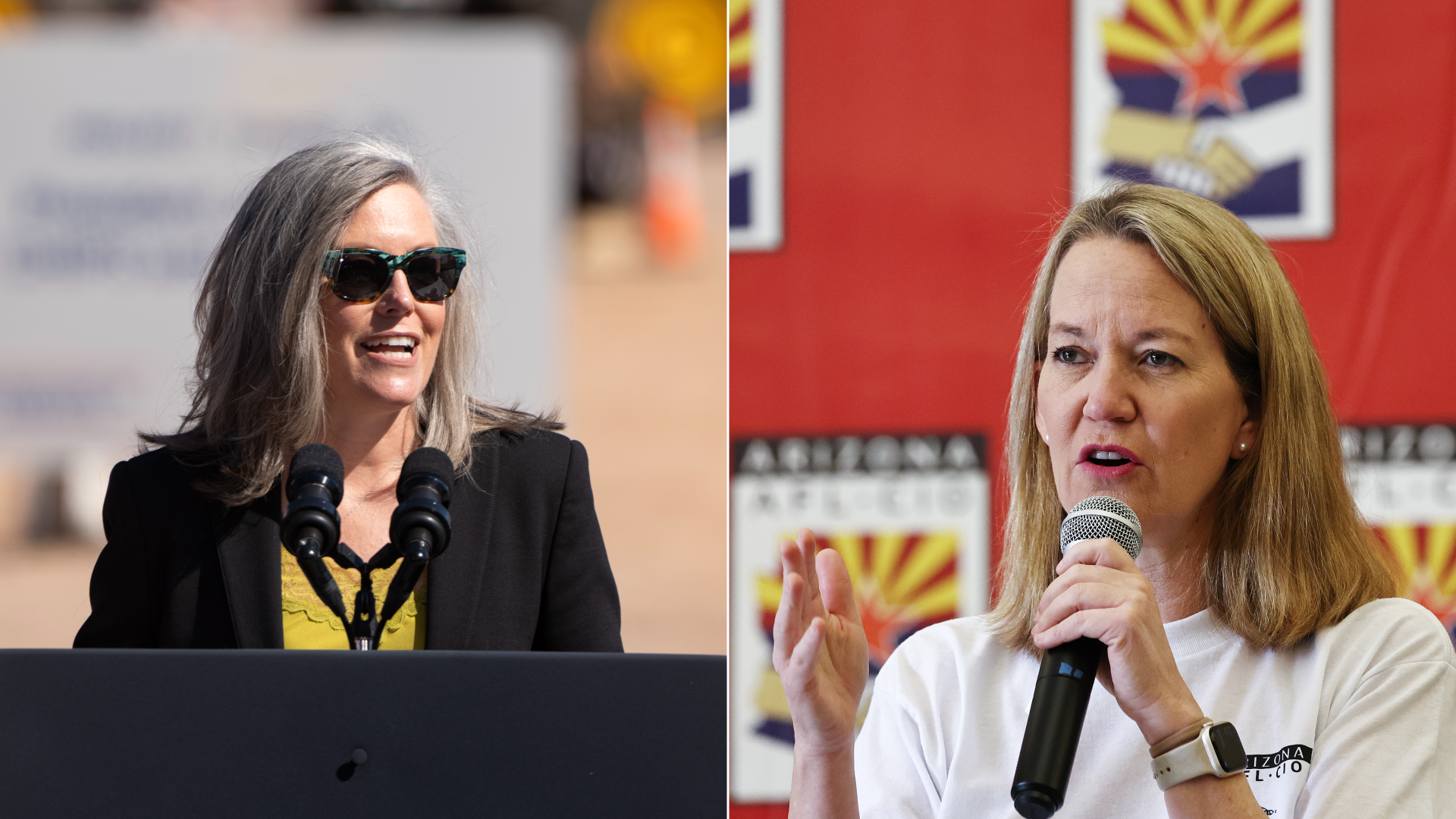 Side by side photos of two women. 