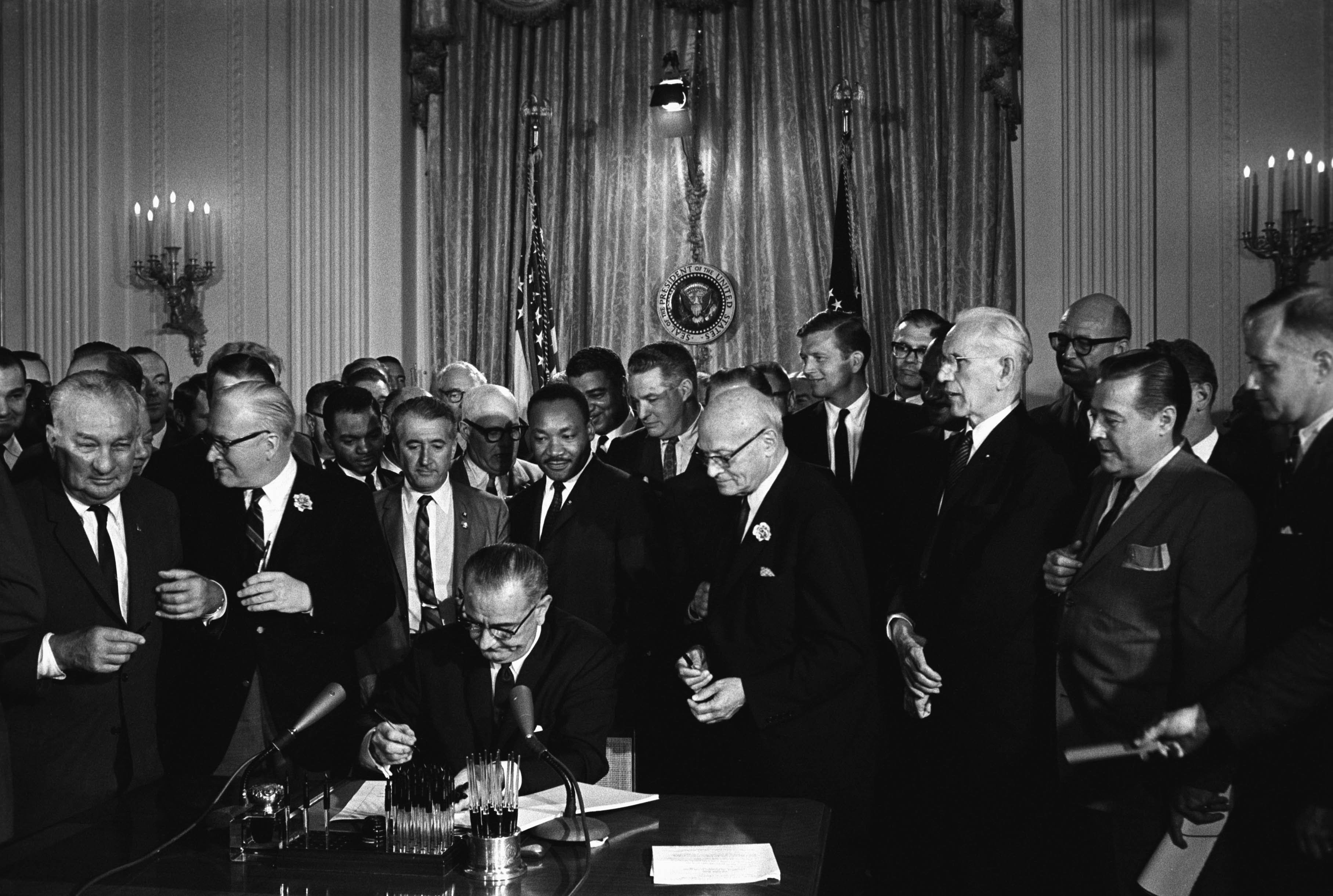 Lyndon Baines Johnson, referred to as LBJ, served as the 36th President of the United States from (1963-1969). Lyndon Johnson signing the Civil Rights Act, 2 July 1964 as Martin Luther King Jr looks on