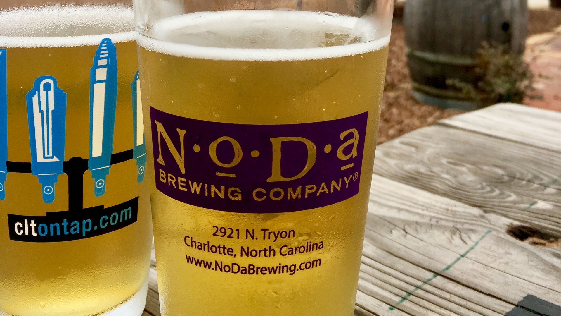 A NoDa brewing beer.