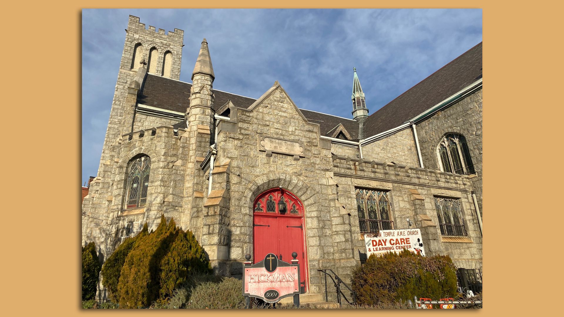 Caption: The leaders of Hickman Temple AME Church are looking to sell the property after years of costly structural issues. Photo: Taylor Allen/Axios