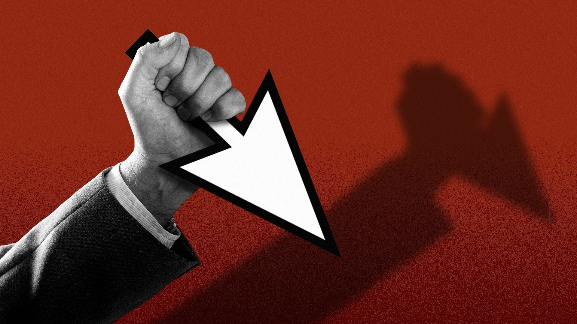 Illustration of a hand holding a cursor like a knife.