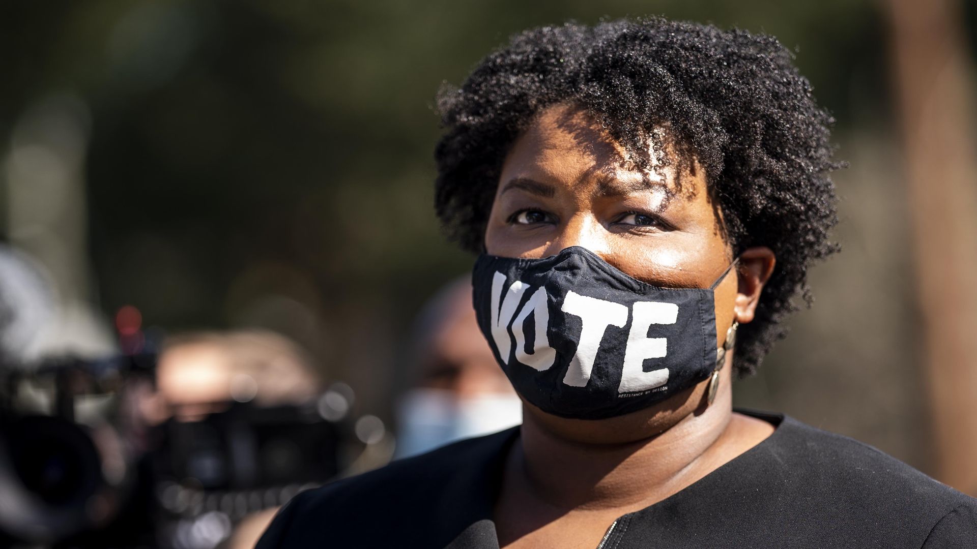 Former Georgia House Minority Leader Stacey Abrams speak to voters at the Coan Recreation Center in Atlanta, Georgia on Tuesday November 3