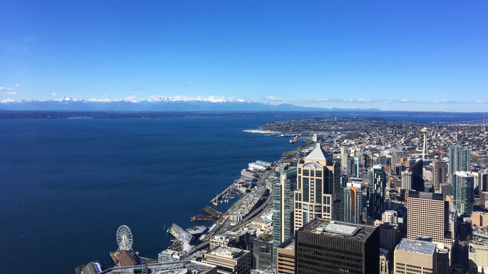 A view of Seattle from the top of the Columbia Tower. 