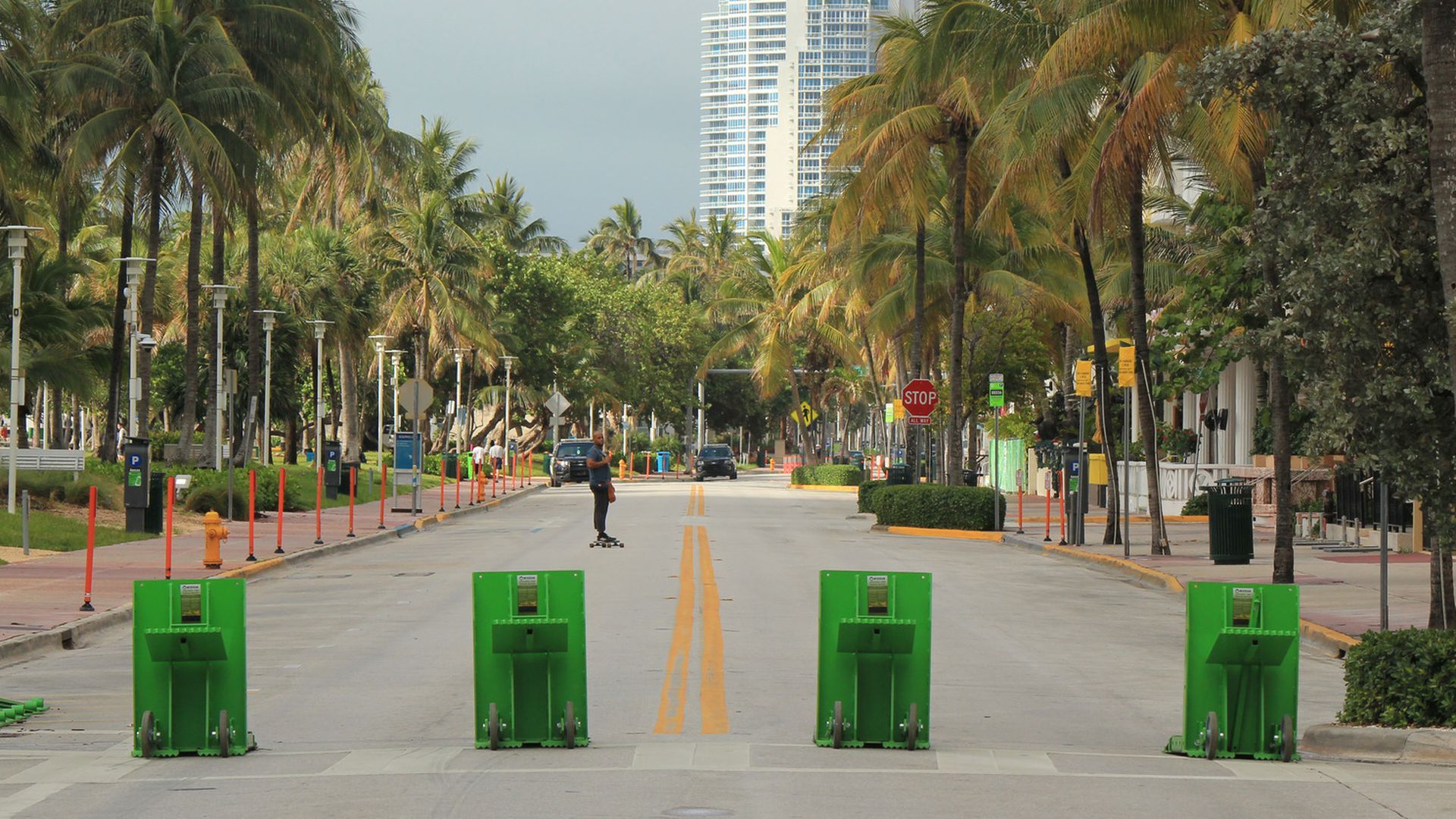 Vehicle barricades used in Miami Beach