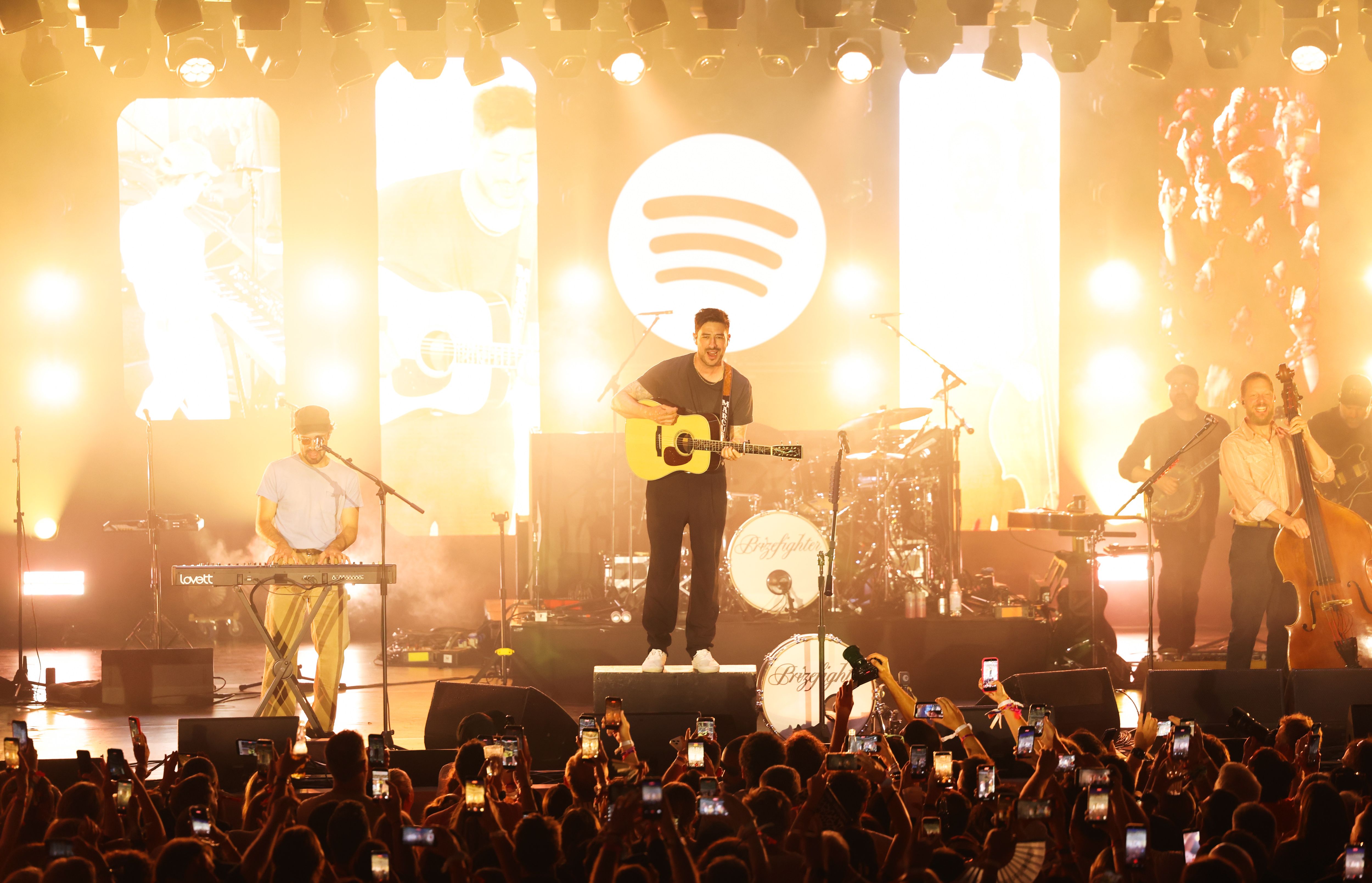 Mumford & Sons perform at the Spotify Beach concert on June 24, 2026 in Cannes, France. 