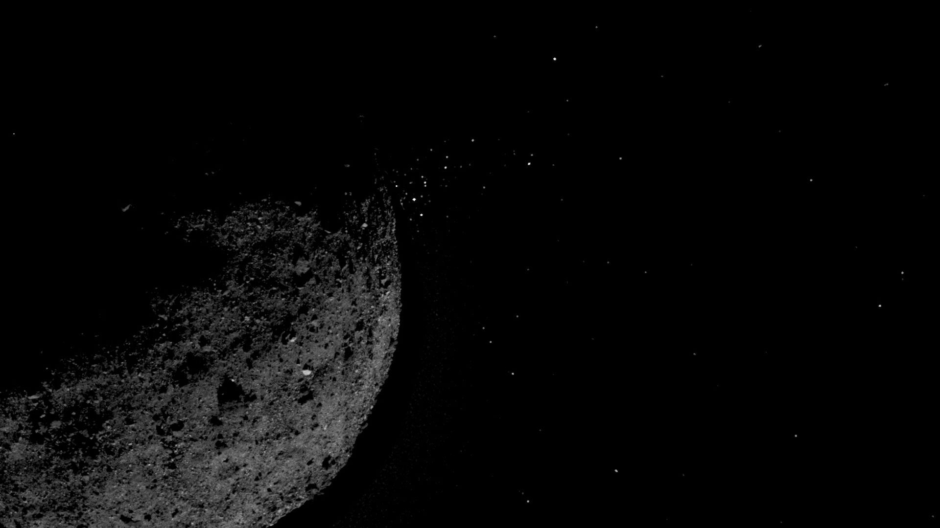 The asteroid Bennu projects particles from its surface.