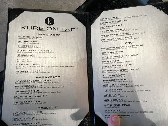 kure on tap juice menu