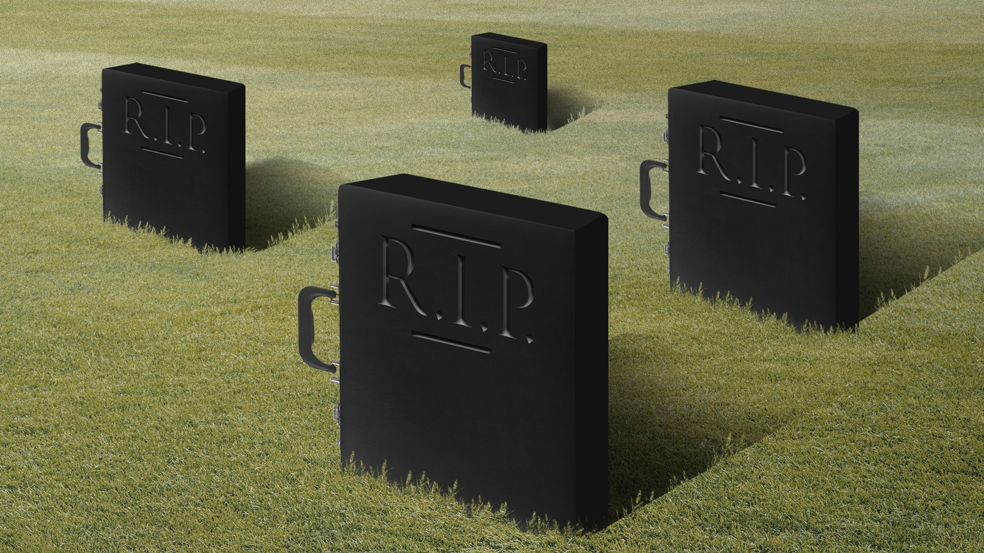 Briefcases with R.I.P. on them