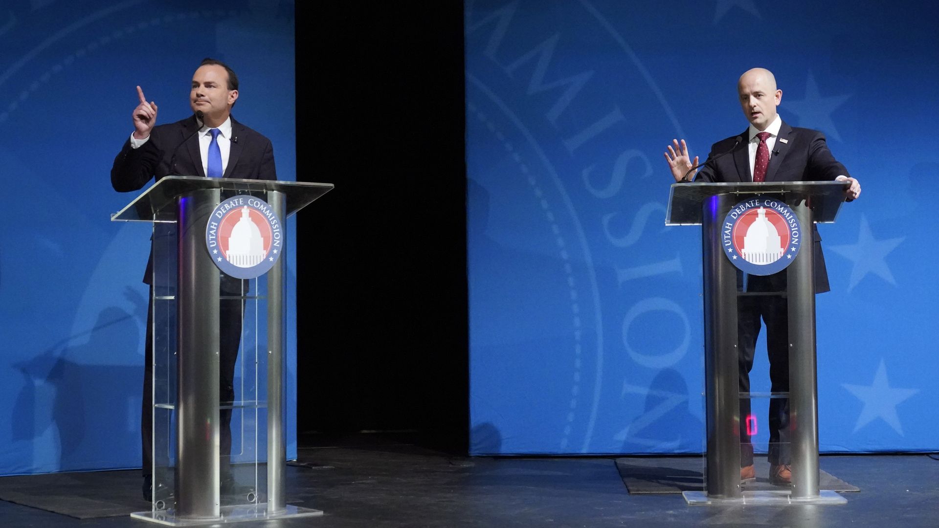 GOP Sen. Mike Lee and independent Evan McMullin clash in heated Utah Senate  debate - Axios Salt Lake City